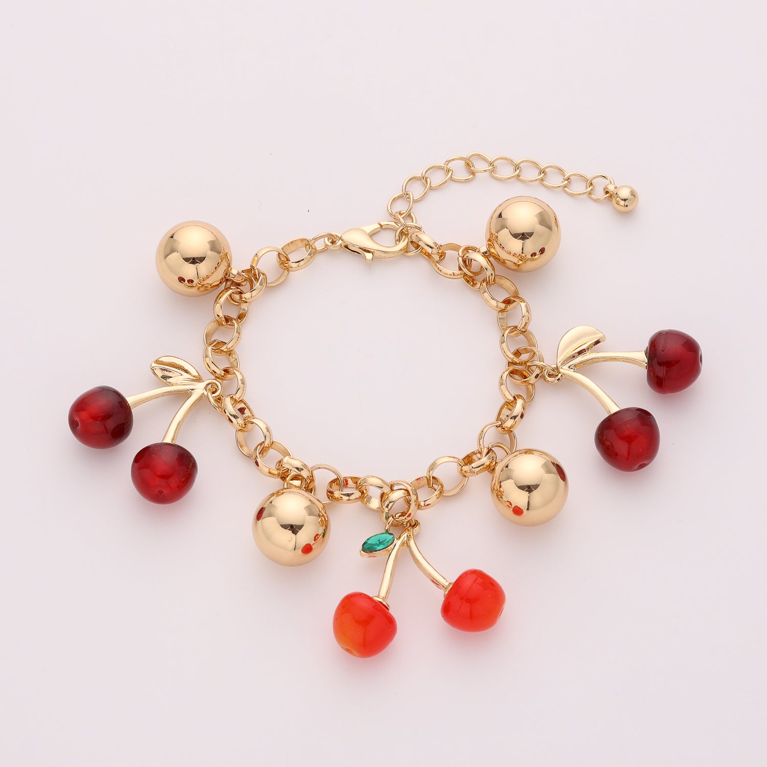 CADENA ESLABON TOSCO CUELGAN MULTIPLES DIJES / CEREZAS/ DORADO