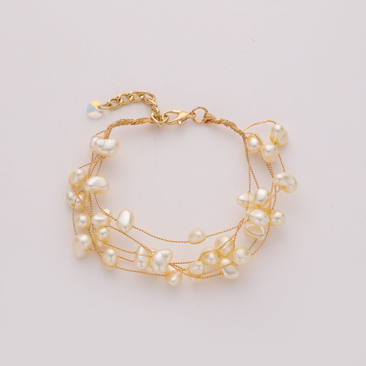 MULTILINEAS ALAMBRE ENROSCADO / PERLAS AMORFAS / DORADO
