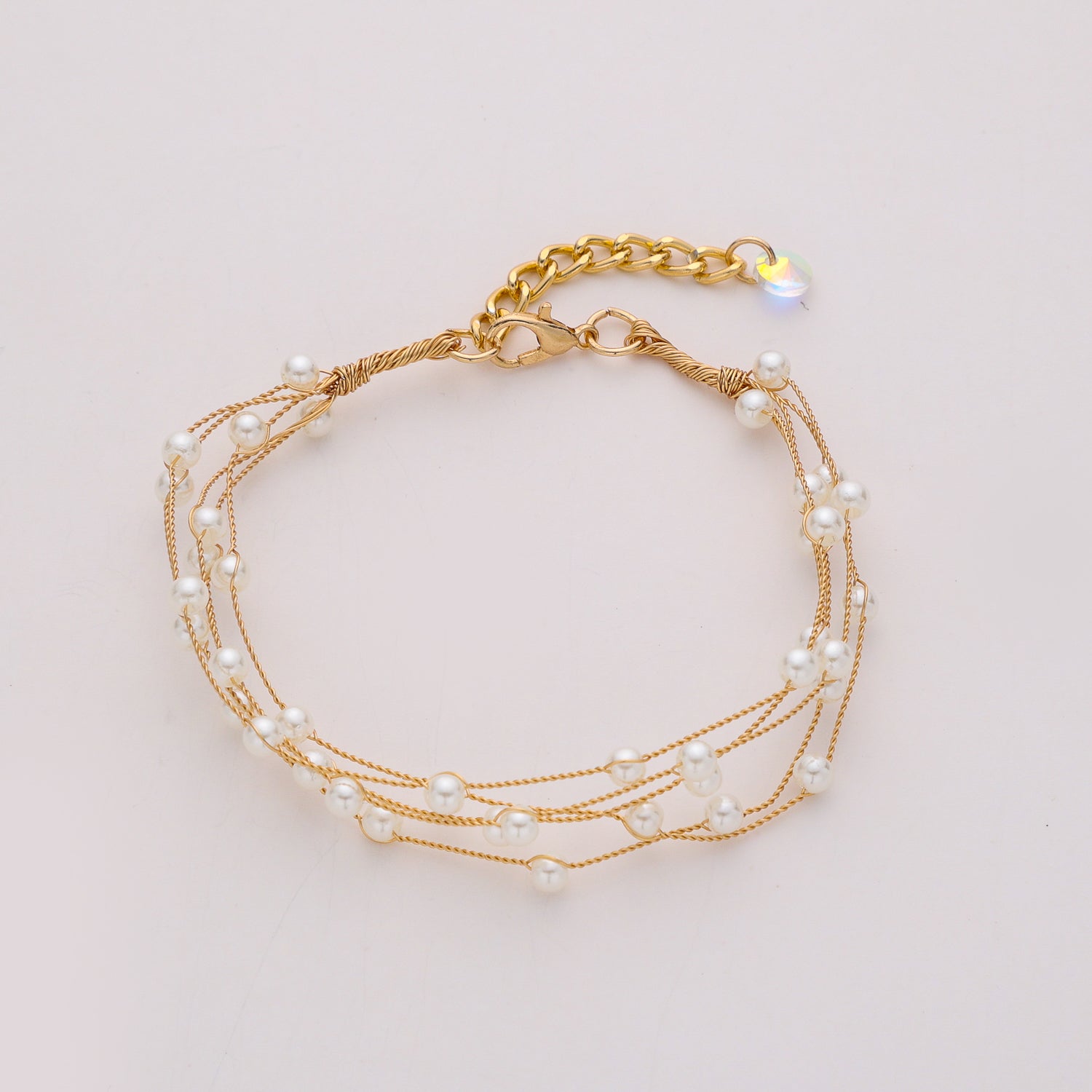 MULTILINEAS ALAMBRE ENROSCADO / PERLAS CHICAS / DORADO