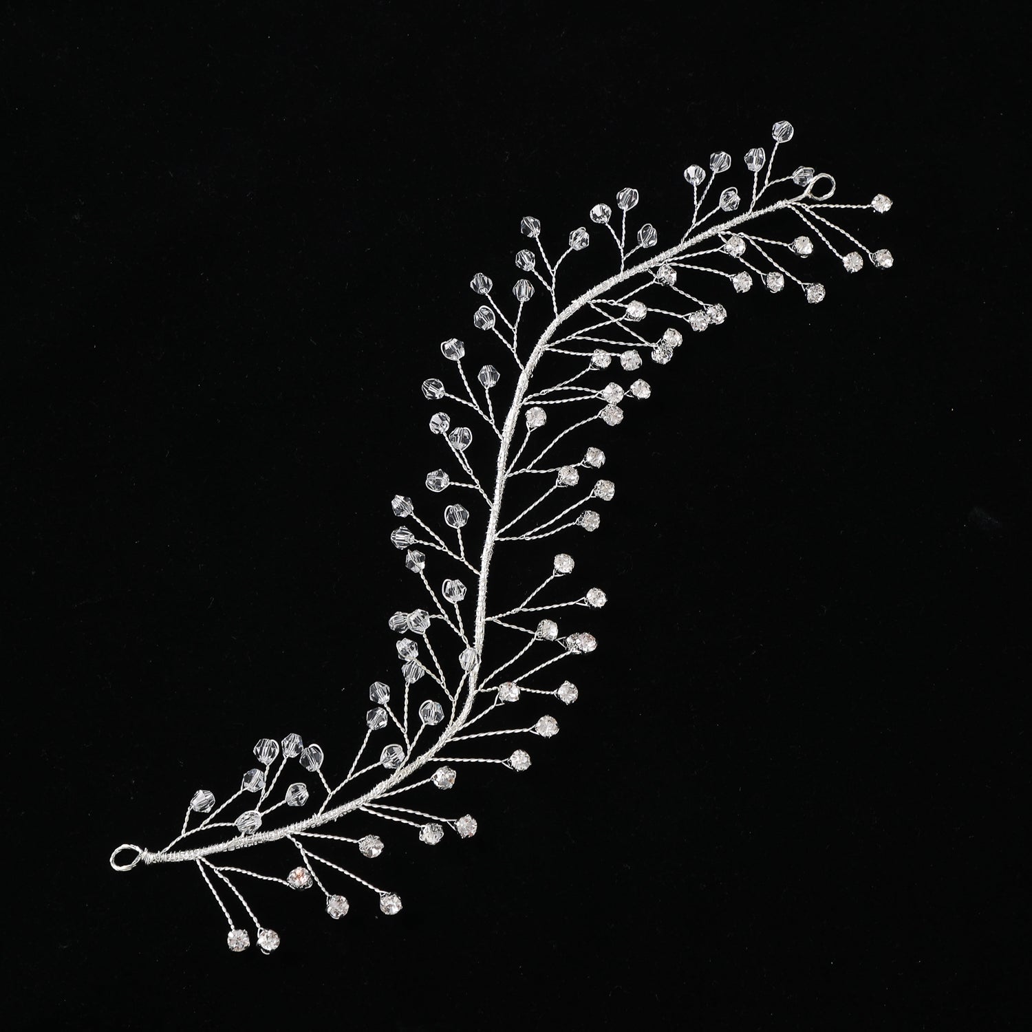 tiara /linea enroscada ramas puntas cristal checo y cristal / plata