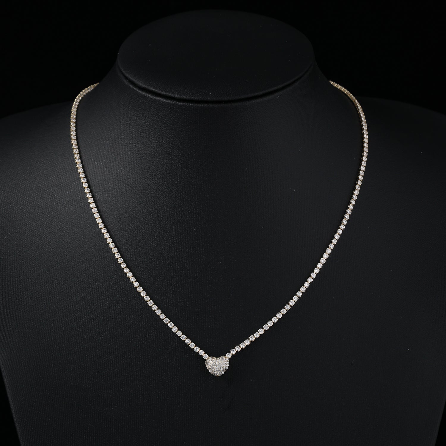 16" gargantilla cristal / dije corazon gordo cristal / dorado