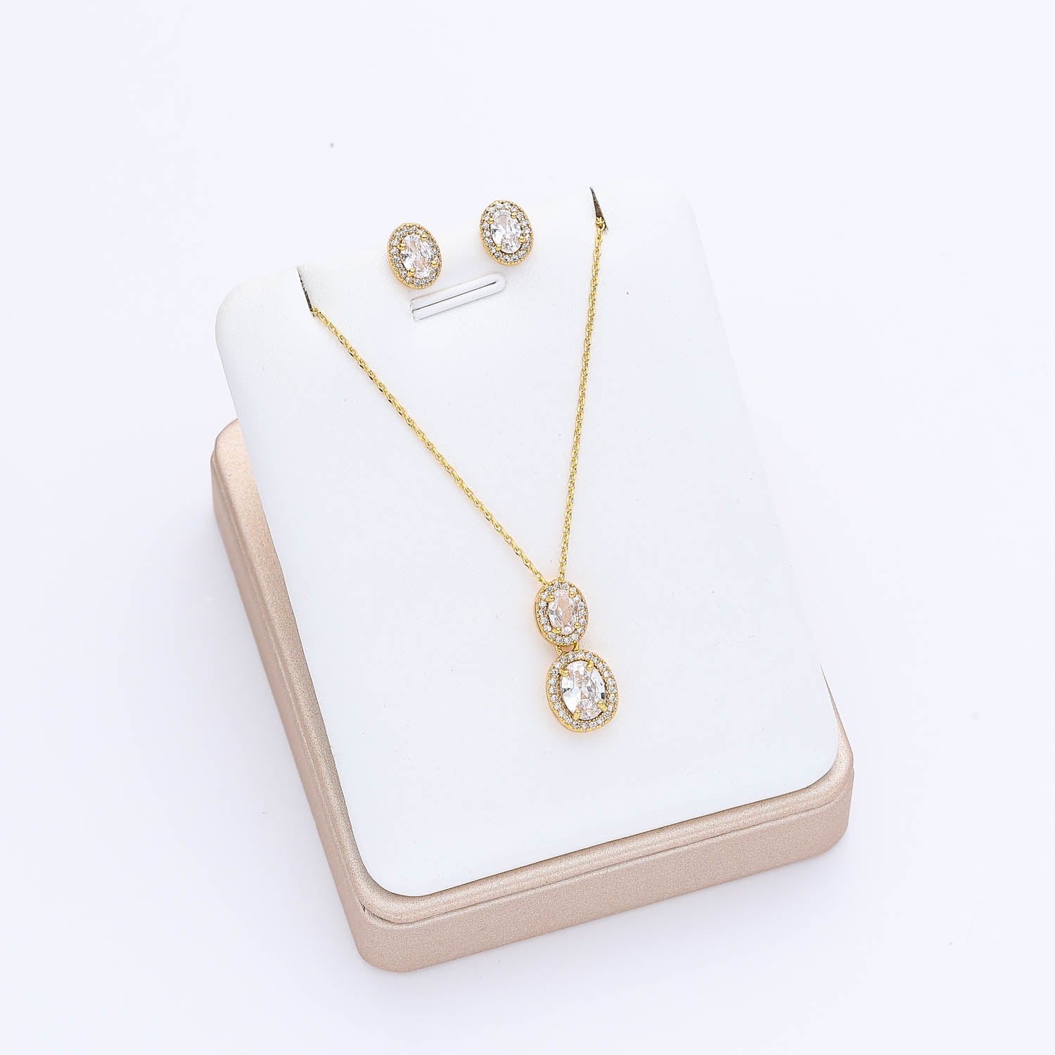 COL Y ARE / 16 " CAD DEL DIJE CIRCULO Y CUADRO CRISTAL / ARETES JUEGO