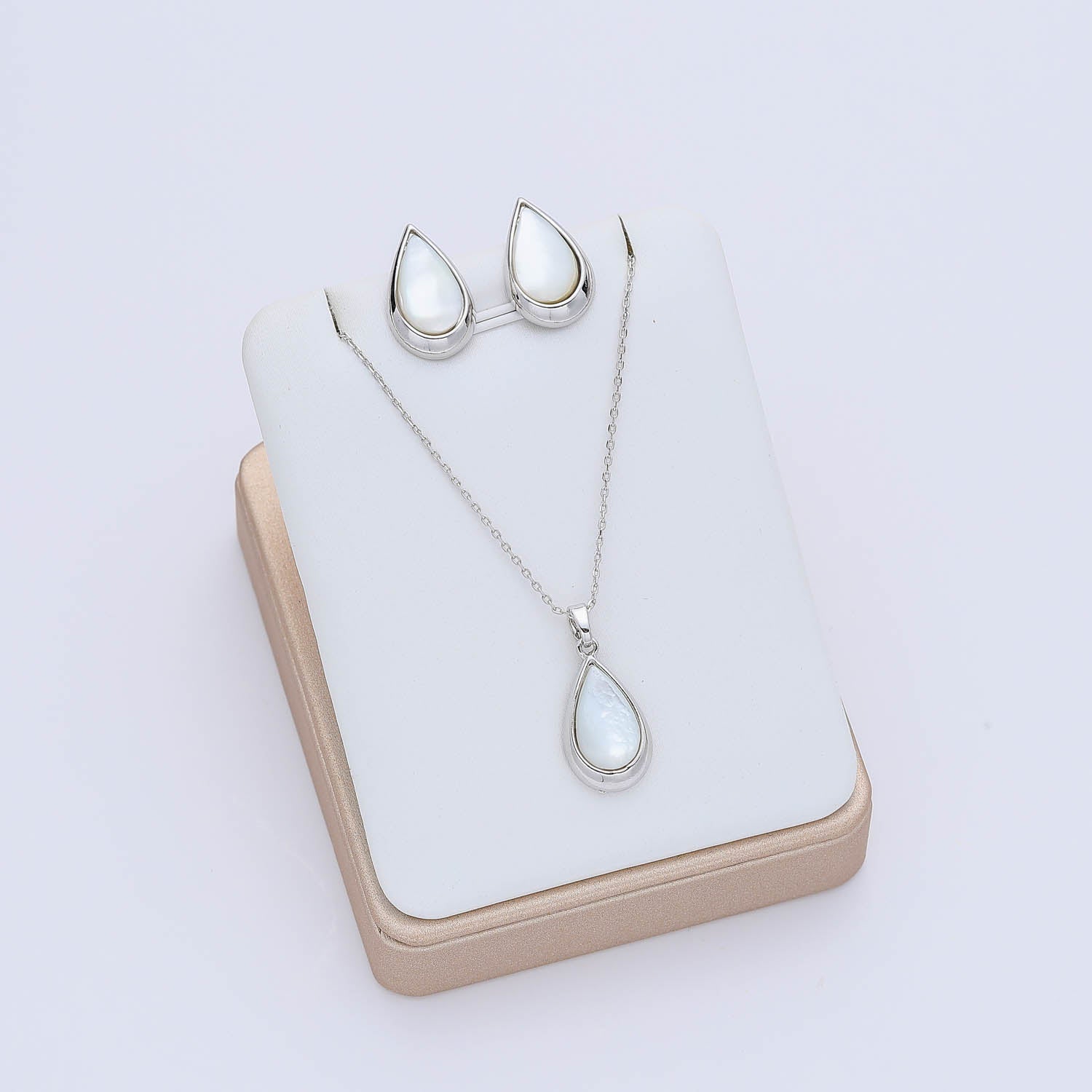 COL Y ARE / 16 " CAD DEL DIJE GOTA OJO DE GATO / ARETES JUEGO / PLATA