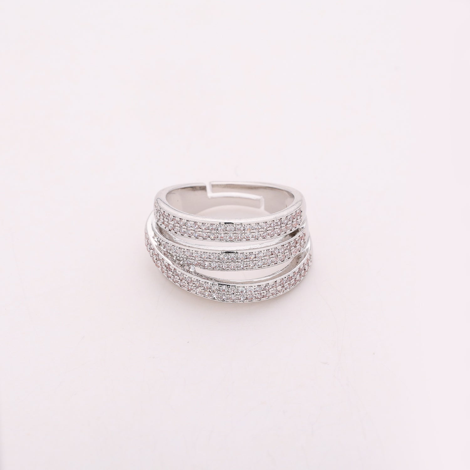ancho 3 lineas cristal doble / cruzado / plata
