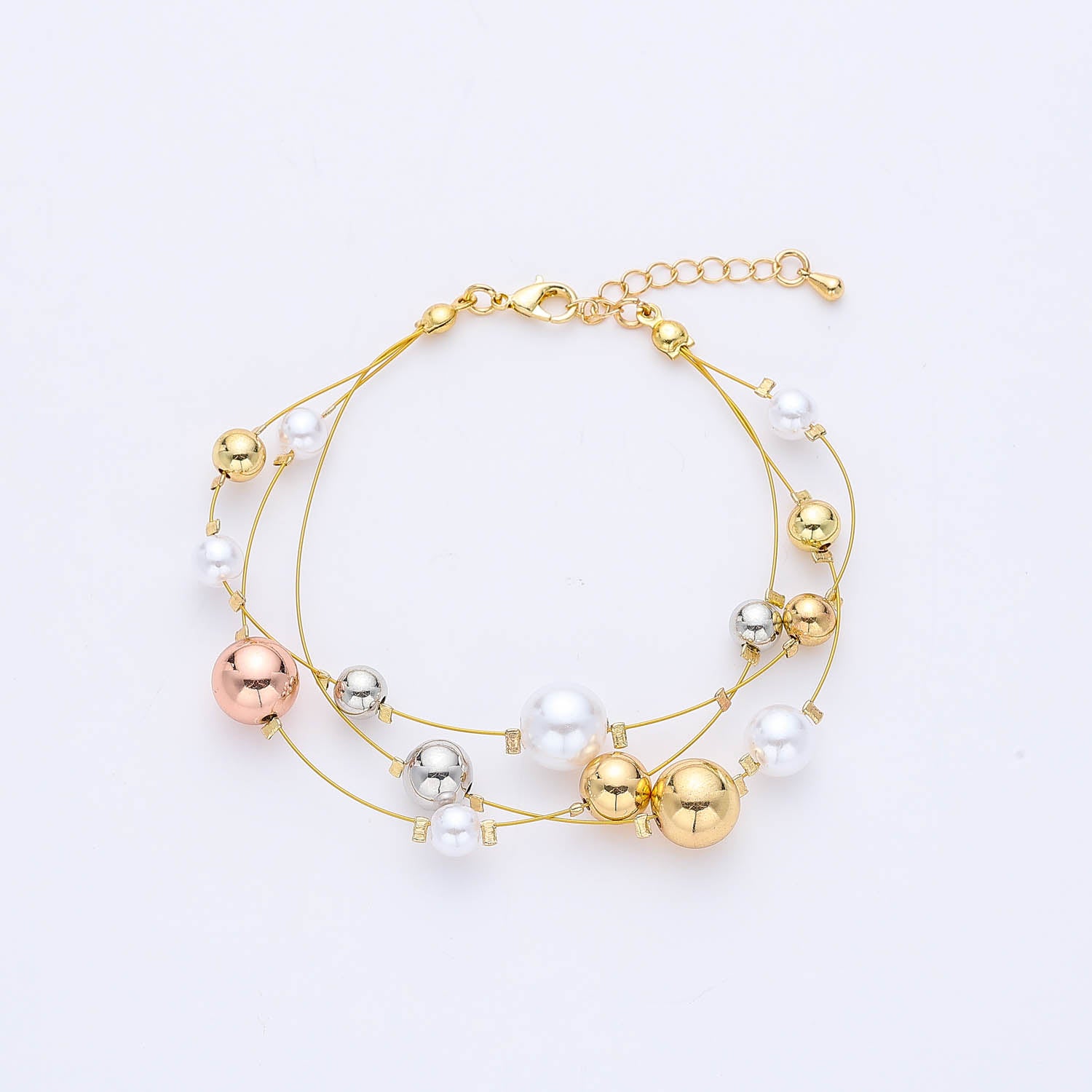 3 LINEAS CABLE DELGADO / PERLAS / BOLITAS / 3 TONOS