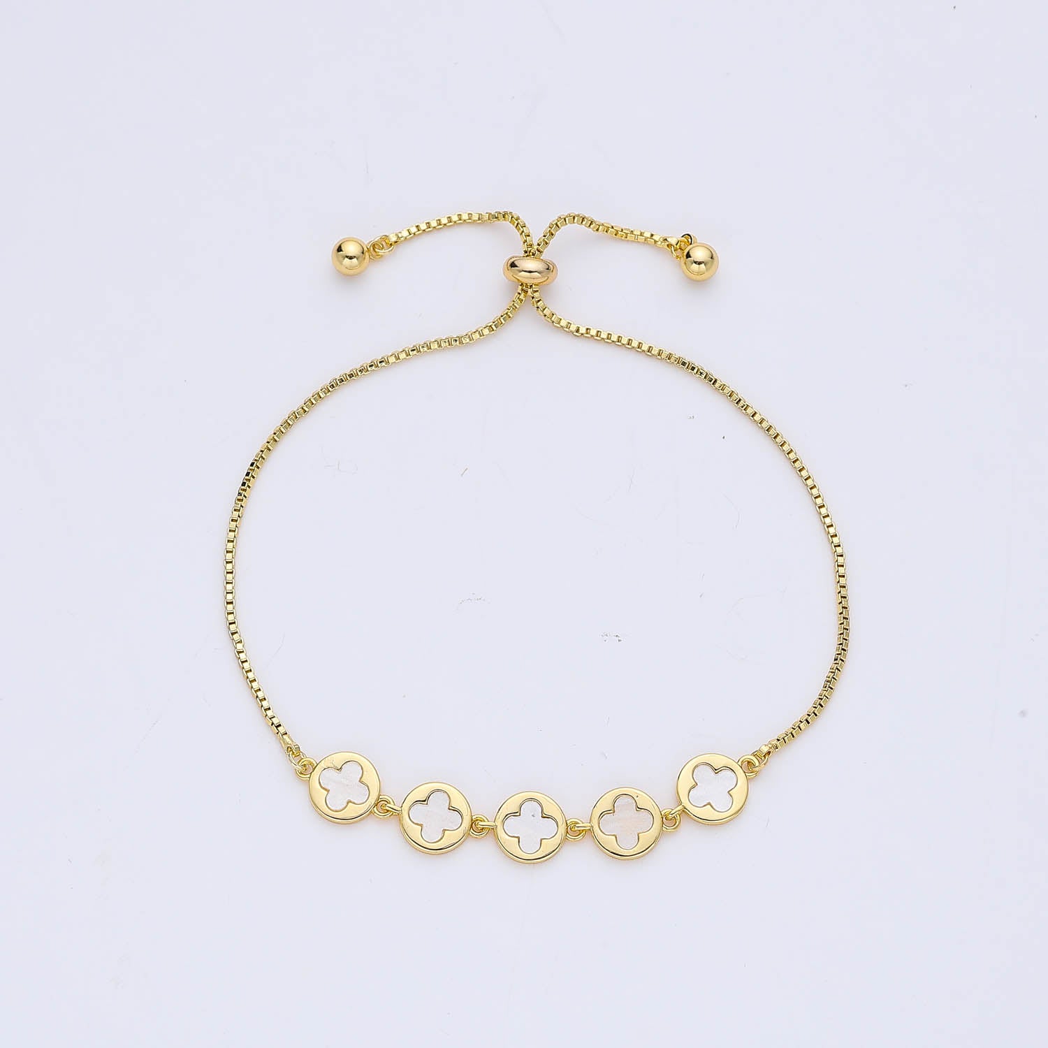 CAD DEL / 5 CIRCULOS FLOR VAN APERLADA / BROCHE DESLIZANTE / DORADO