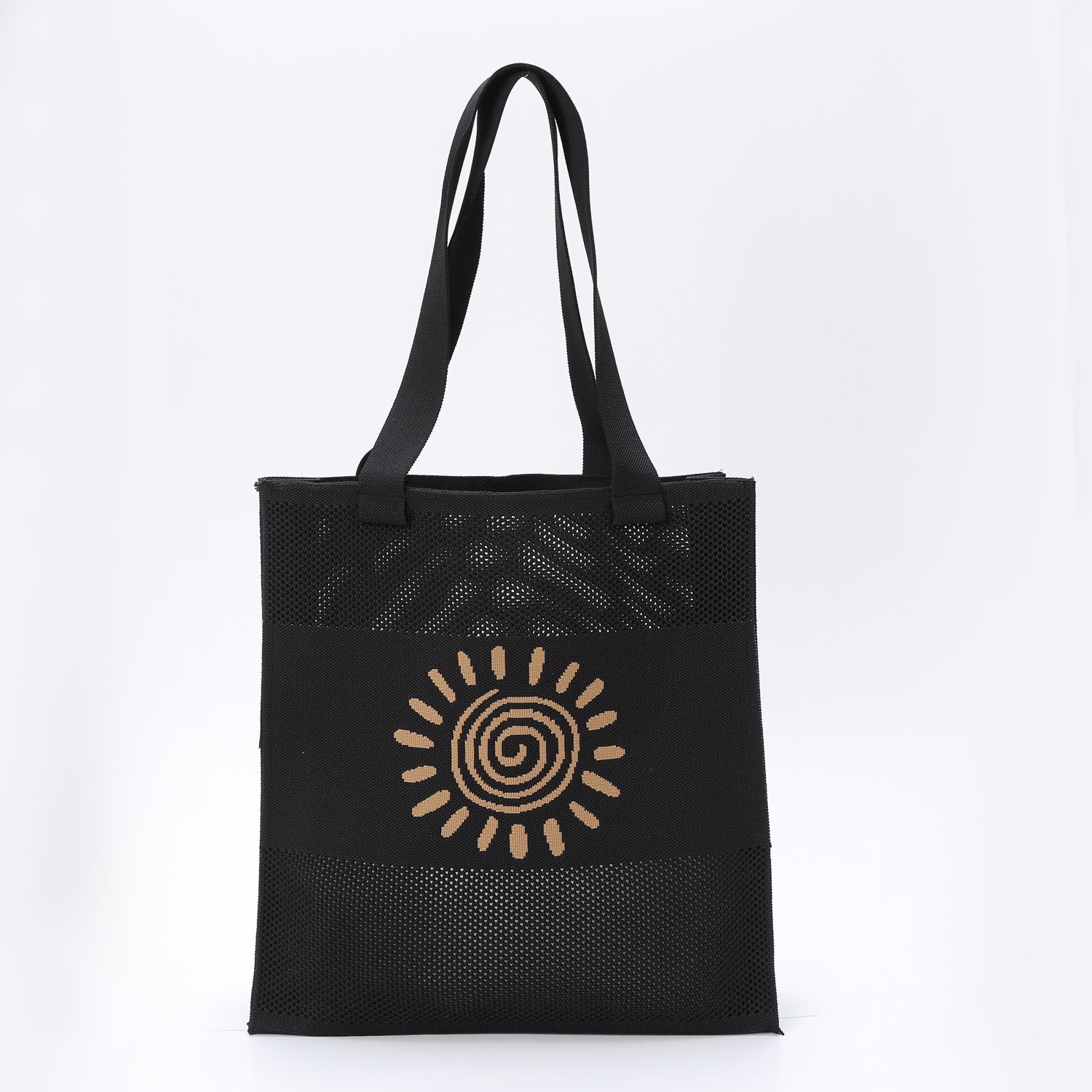 TOTE RECTANGULAR GRANDE  TEJIDA ACANALADO  / SOLEY / NEGRO