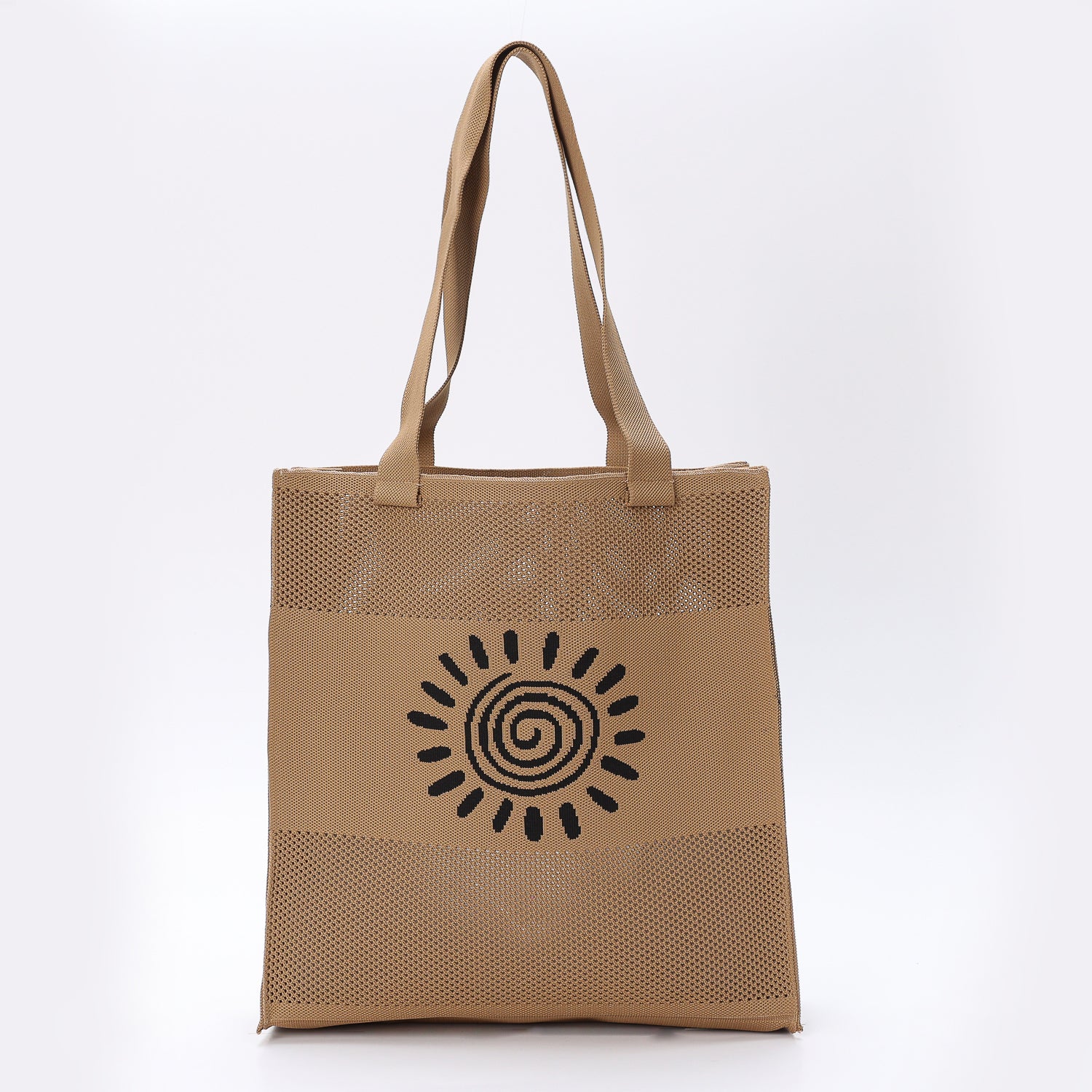 TOTE RECTANGULAR GRANDE  TEJIDA ACANALADO  / SOLEY / NEGRO