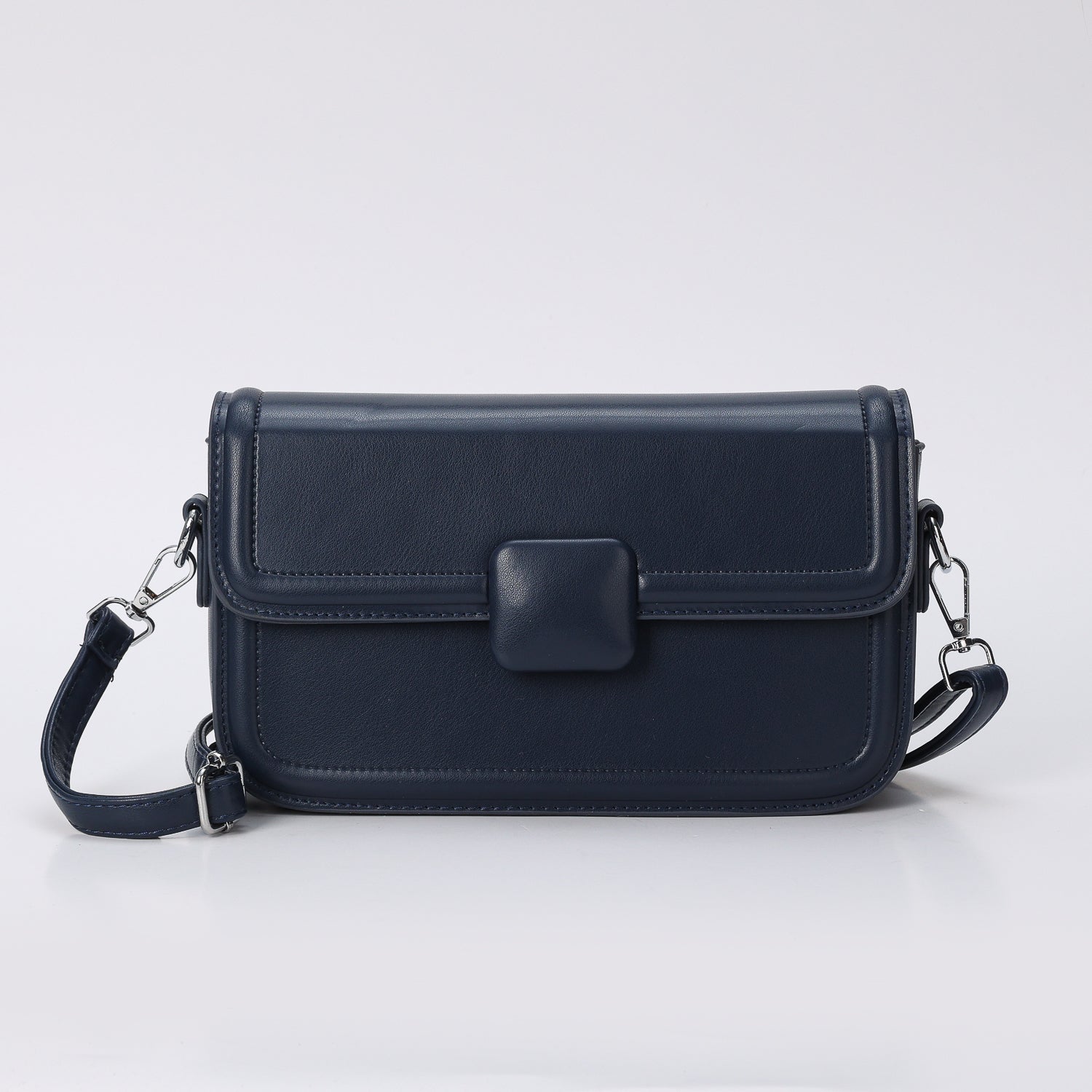 BANDOLERA RECTANGULAR RIGIDA MEDIANA / BROCHE CUADRO COLOR / NEGRO