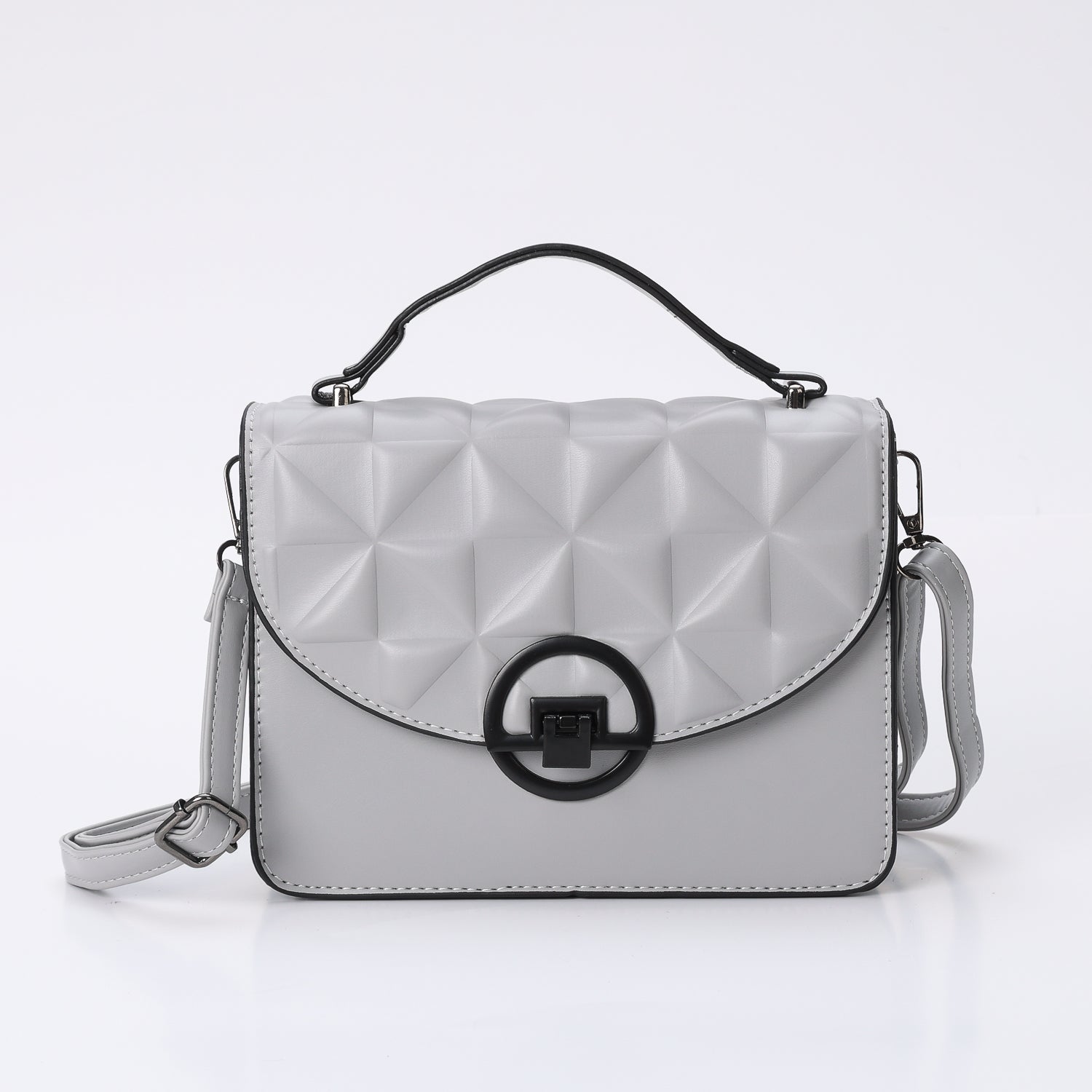 SATCHEL BAG RIGIDA MEDIANA / FLAP MOLDEADA/ HEBILLA NEGRO / NEGRO