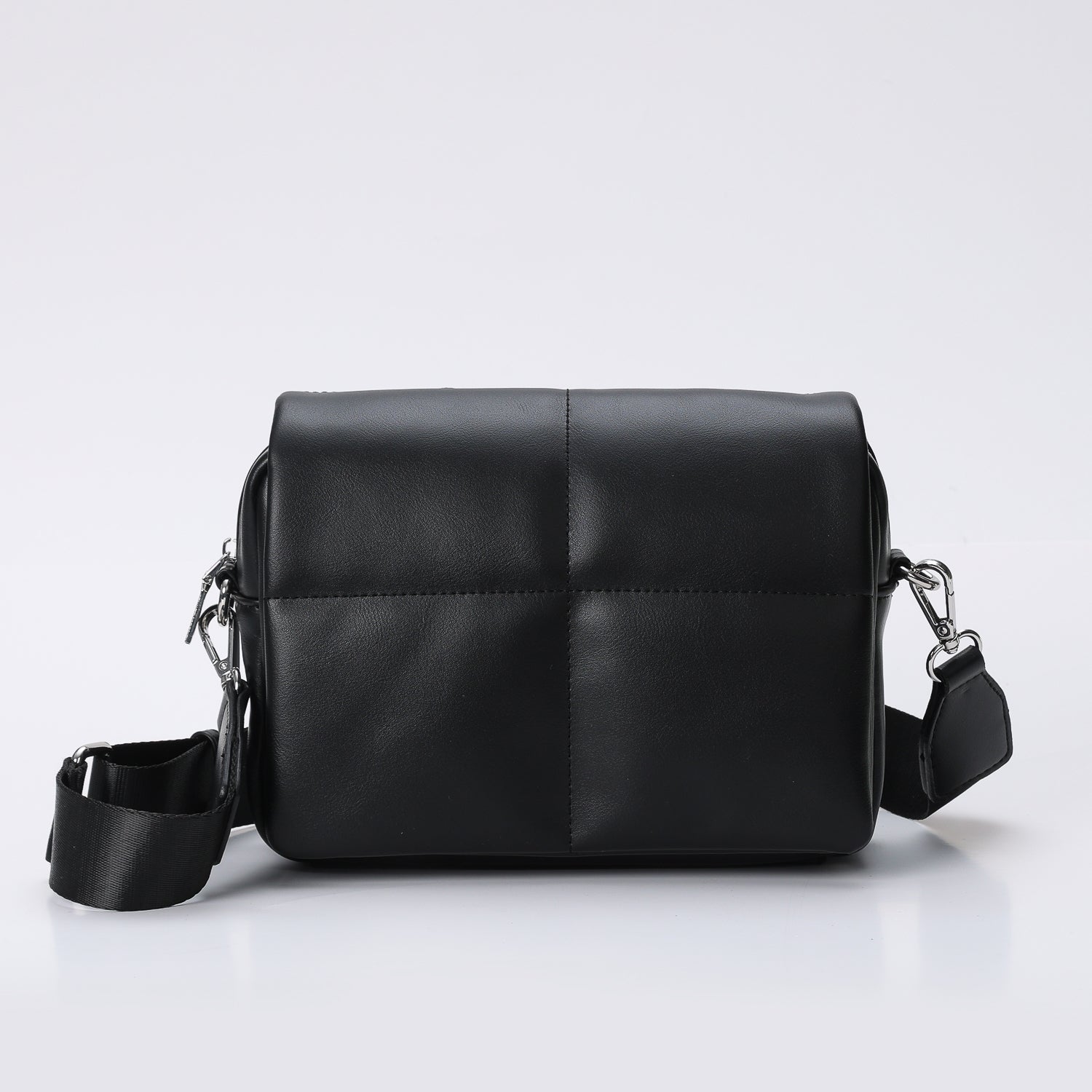 BANDOLERA RECTANGULAR SUAVE PESPUNTE/ ASA BANDOLERA TEXTIL / NEGRA