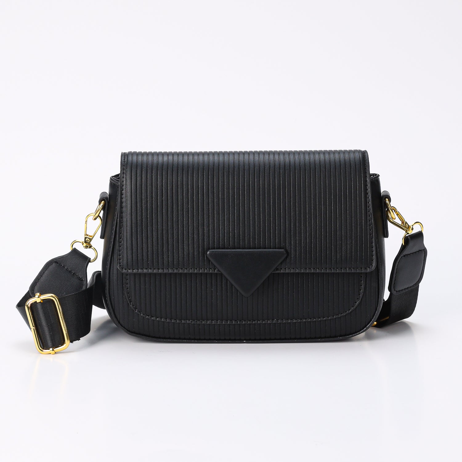 BANDOLERA RECTANGULAR RIGIDA CHICA/ HEBILLA MATE TRIANGULAR / CORREA TEXTIL