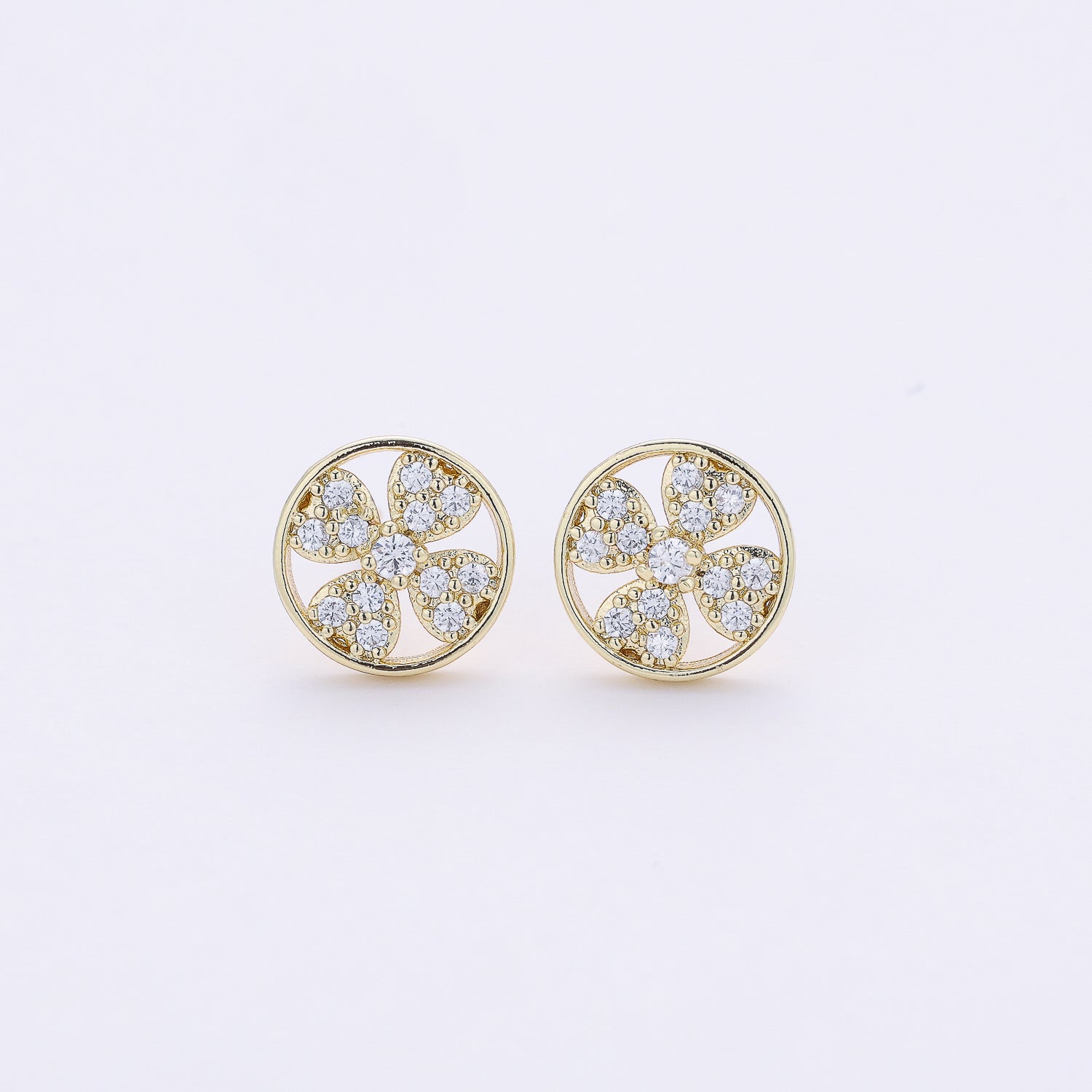 broquel mediano / aro con trebol cristal / dorado