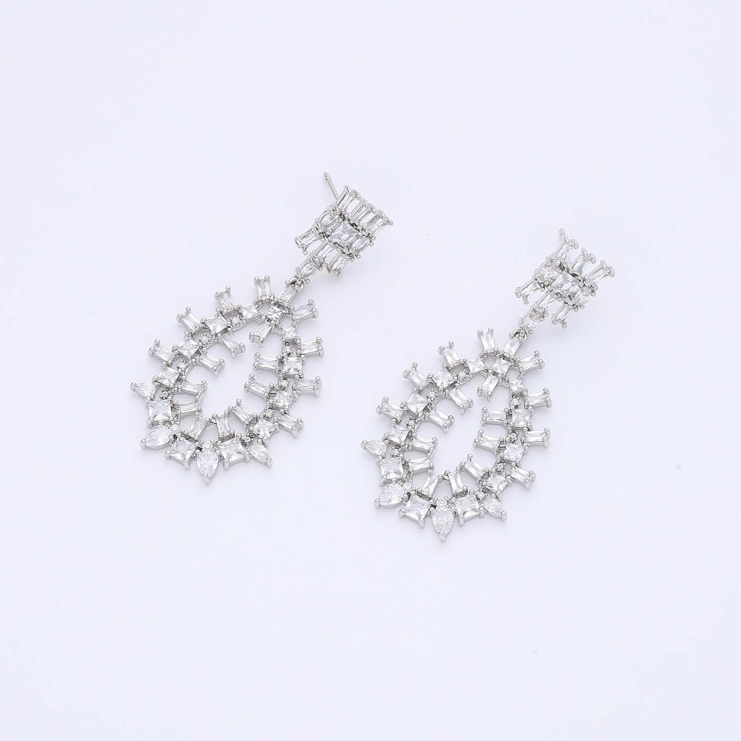LARGO PERFIL GOTA  BAGGETTES ALTERNADAS CRISTAL / PLATA