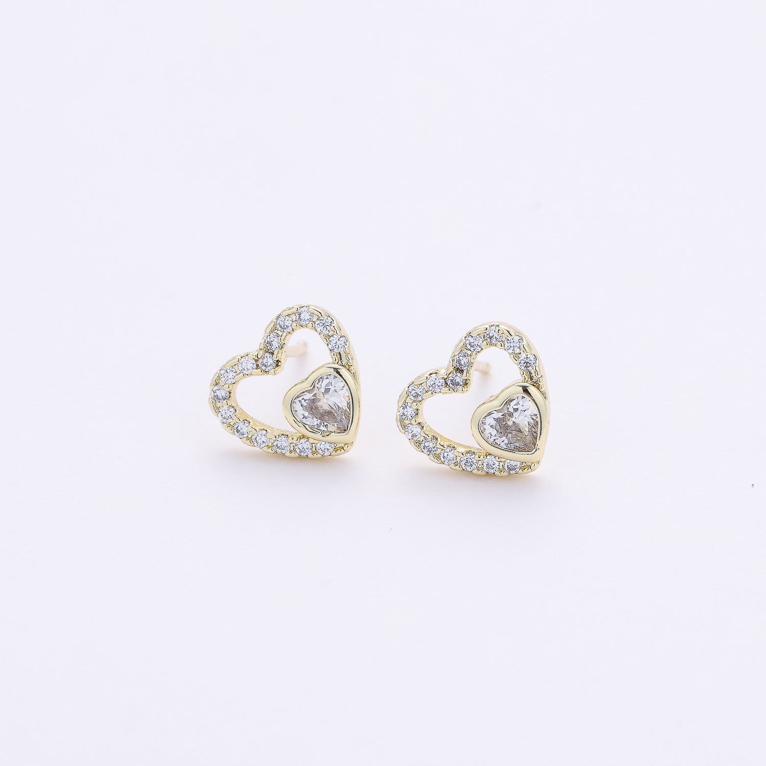 broquel perfil corazon / corazon cristal dentro / dorado