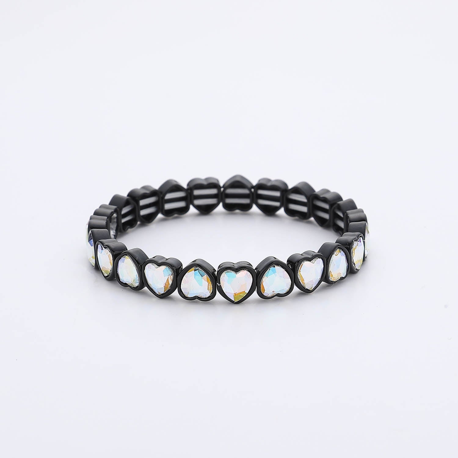 BRASALETE/ELASTICO/CORAZONES MOLDEADOS CRISTAL