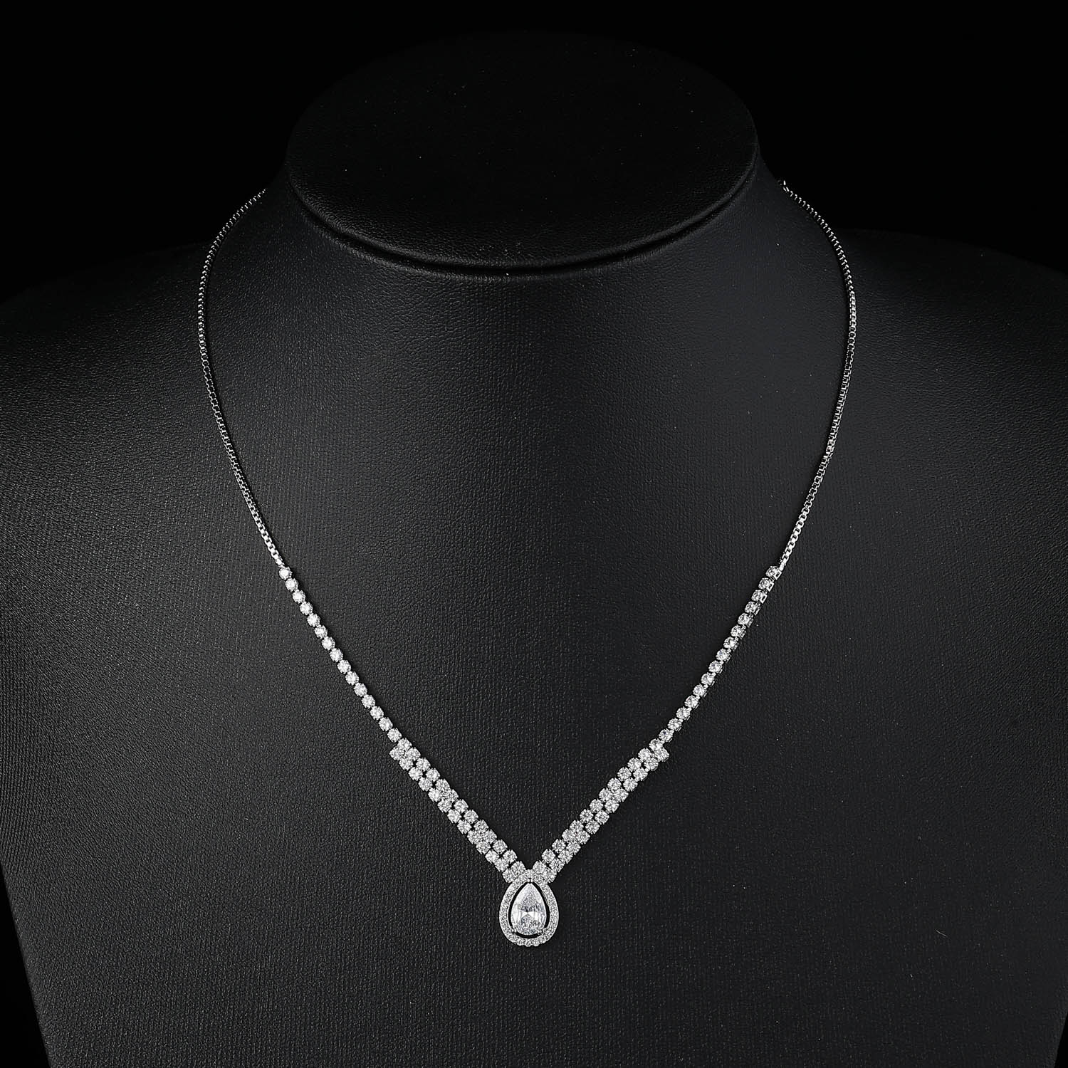 16" GARGANTILLA CRISTAL / CAD / 2 LINEAS CRISTAL / GOTA G PERFIL CRIST