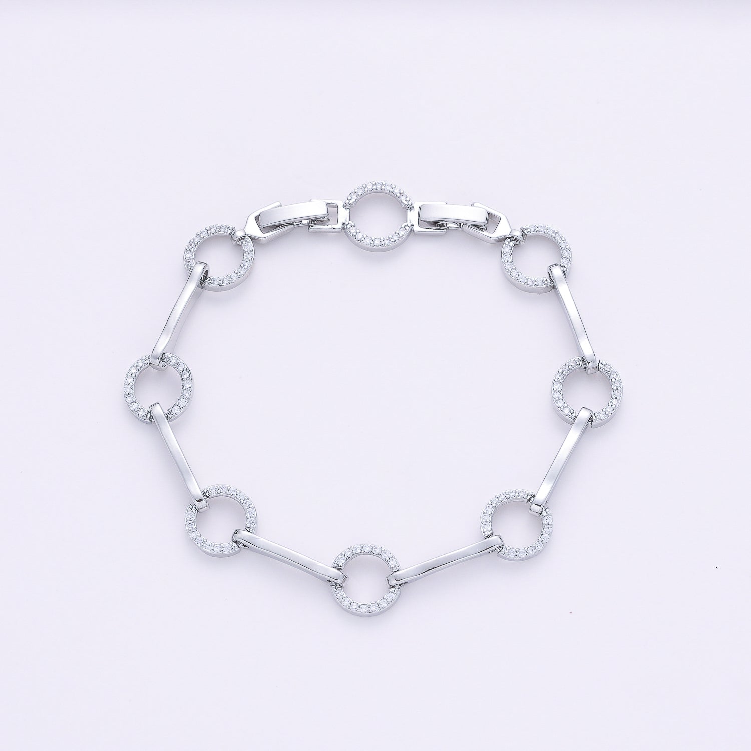 pulsera aros cristalmed / palitos / plata