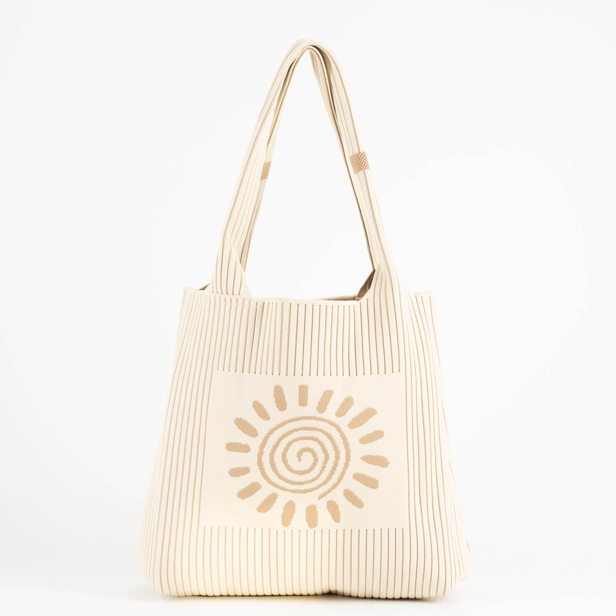 TOTE MEDIANA TEJIDA  LOGO SOLEY / LINEAS DELGADAS