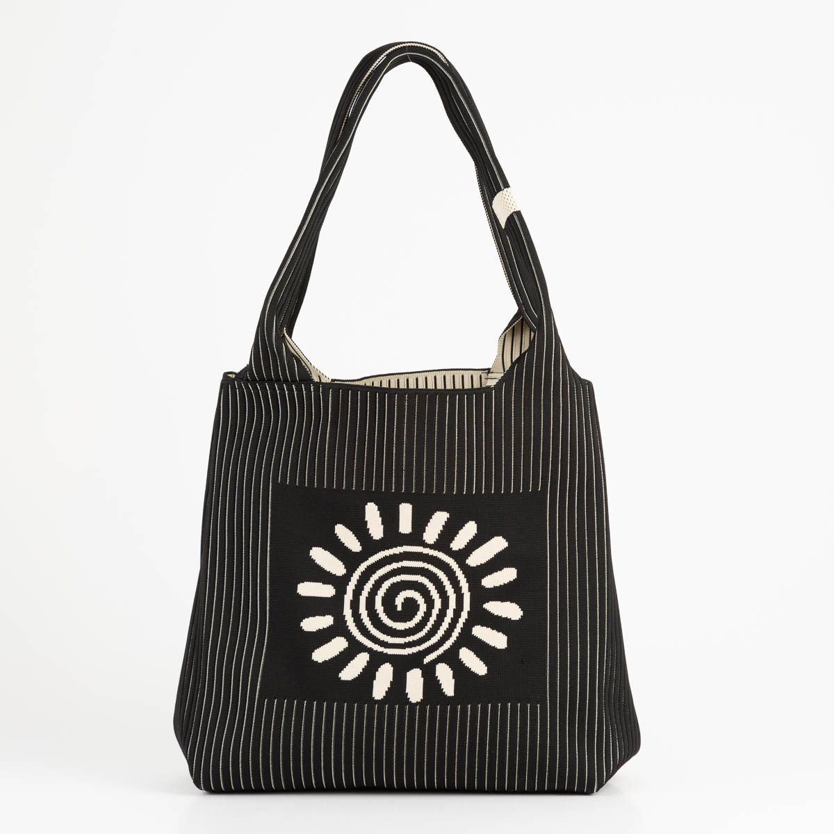 TOTE MEDIANA TEJIDA  LOGO SOLEY / LINEAS DELGADAS