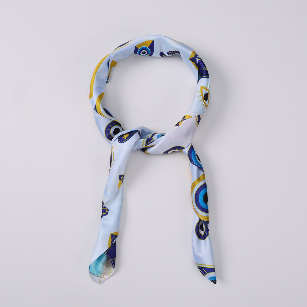 MASCADA 70X70/OJOS EN SIMBOLOS / AZUL Y BLANCO