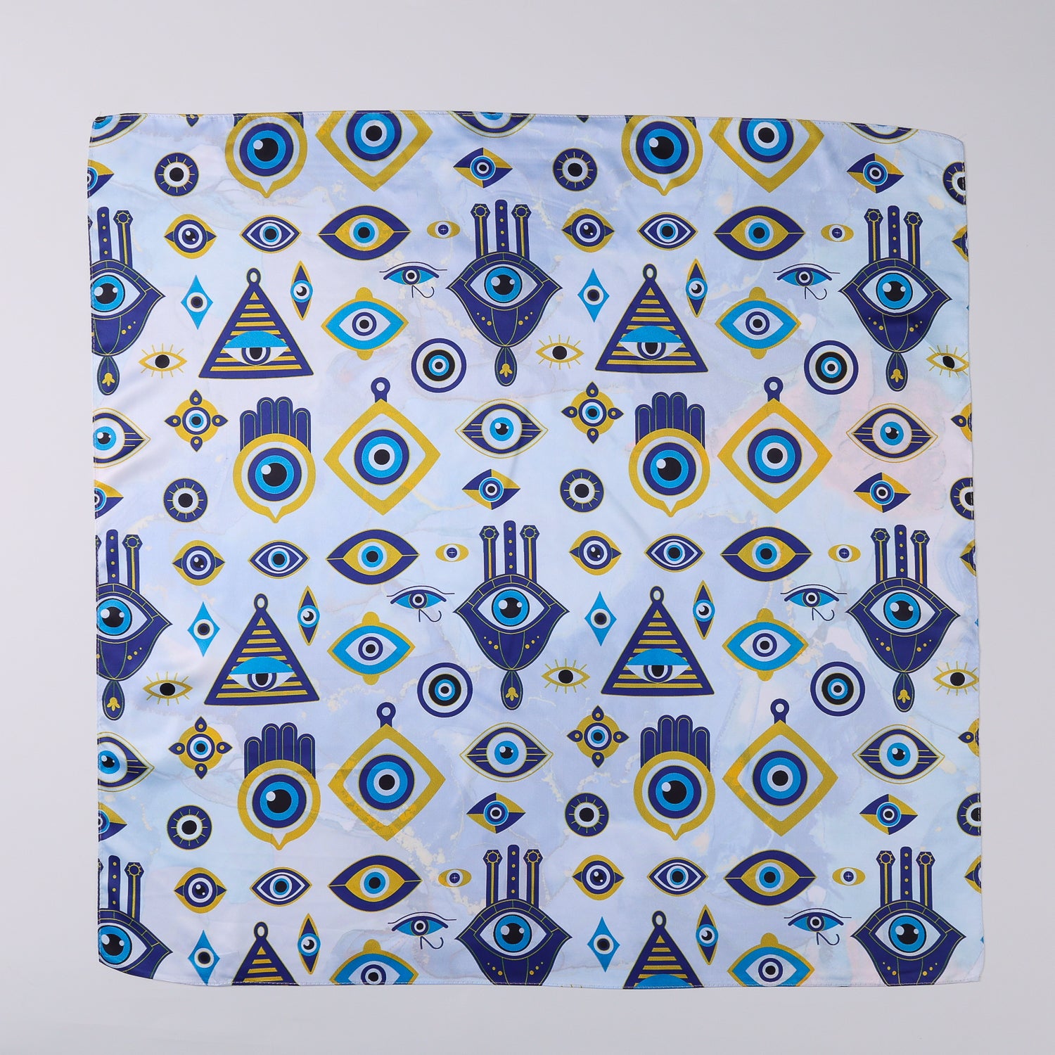 MASCADA 70X70/OJOS EN SIMBOLOS / AZUL Y BLANCO
