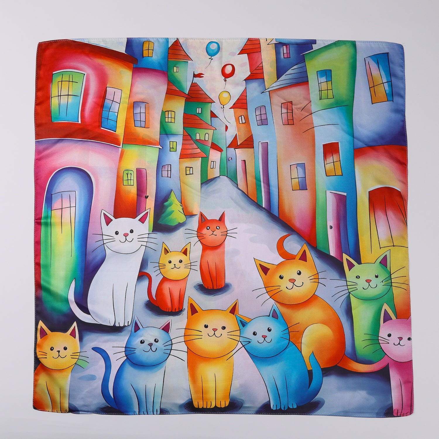 MASCADA 70X70/GATOS EN CALLE/ MULTICOLOR