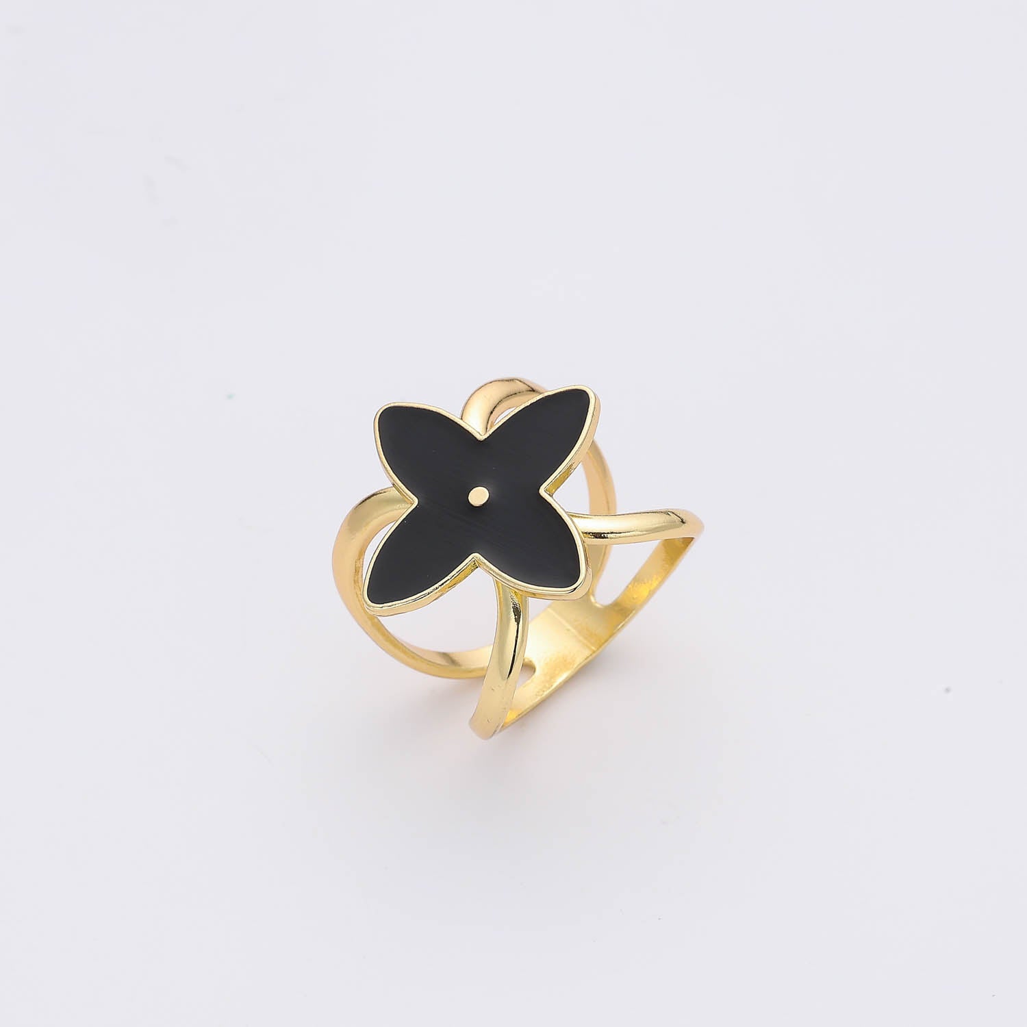 FLOR GEOMETRICA ESMALTE NEGRO / DORADO