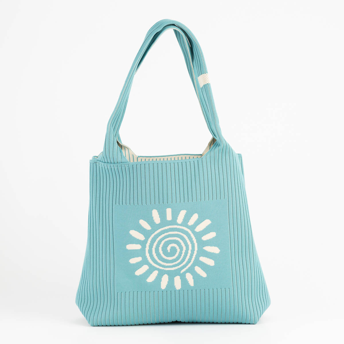 TOTE MEDIANA TEJIDA  LOGO SOLEY / LINEAS DELGADAS