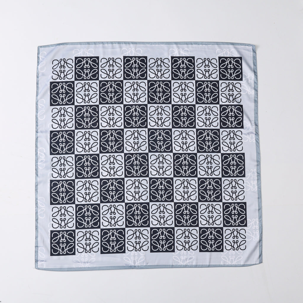 MASCADA /2 VISTAS /70X70 / LOGOS TORY / CUADROS NEGRO Y GRIS