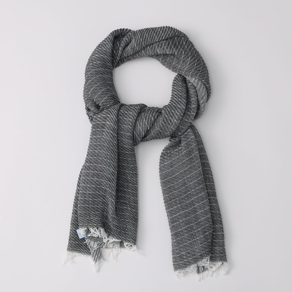 BUFANDA MED CORRUGADA/ LINEAS PESPUNTE BLANCO/ BARBA BLANCA