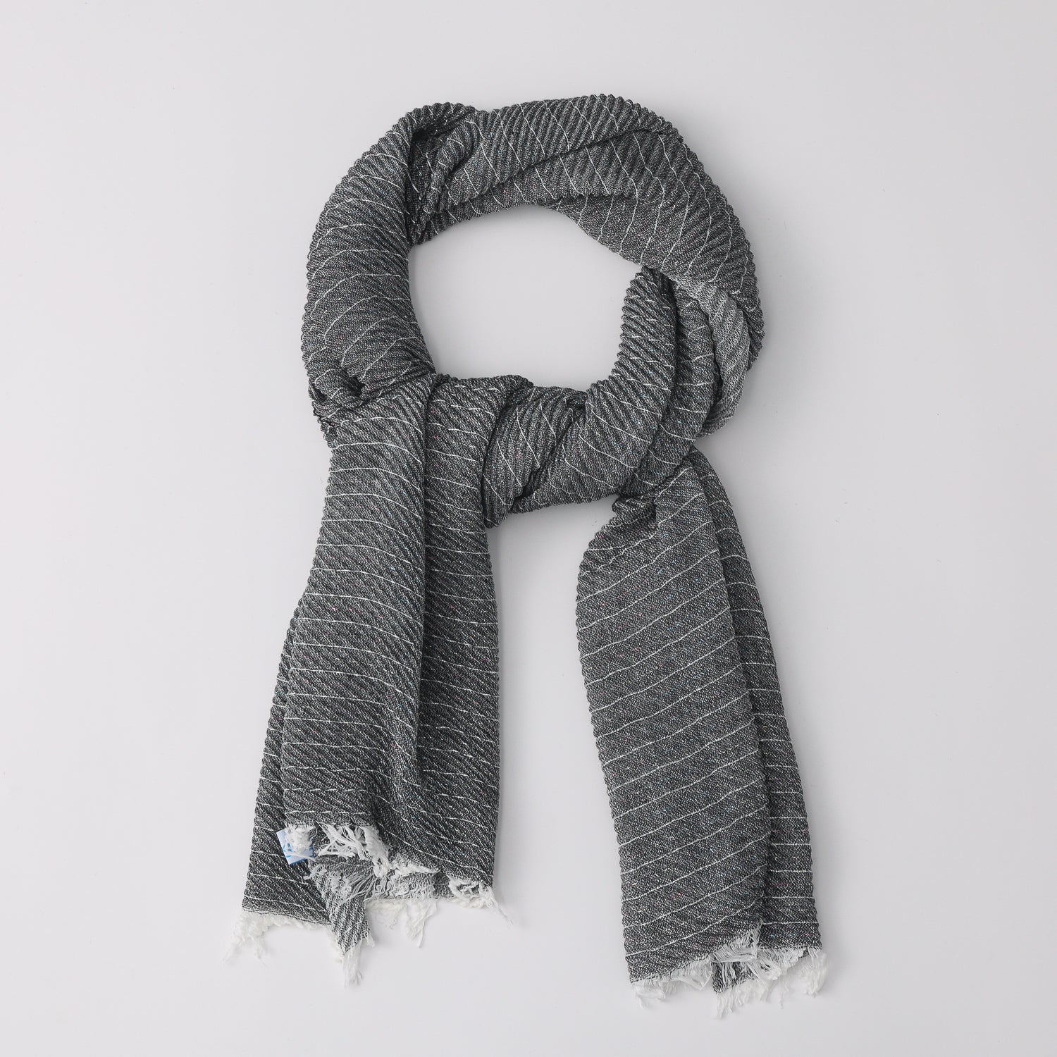 BUFANDA MED CORRUGADA/ LINEAS PESPUNTE BLANCO/ BARBA BLANCA