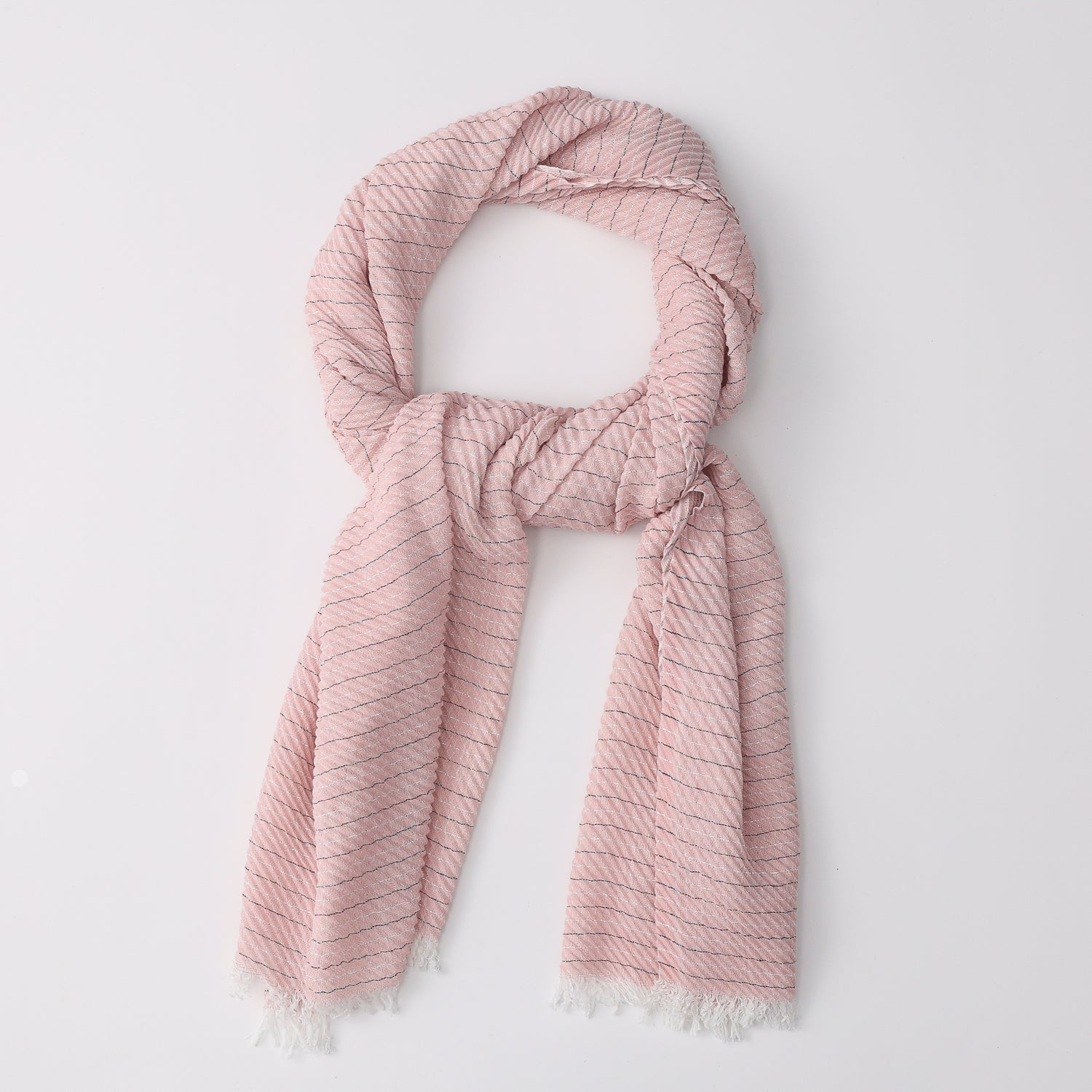 BUFANDA MED CORRUGADA/ LINEAS PESPUNTE BLANCO/ BARBA BLANCA