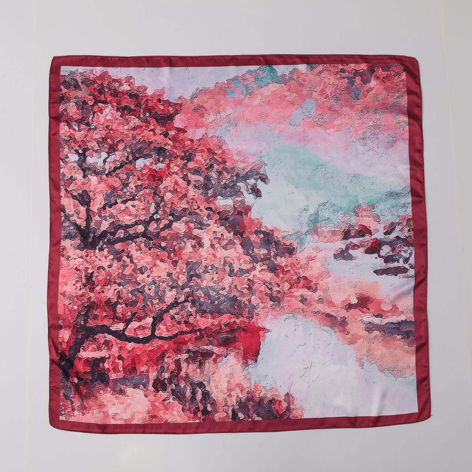 MASCADA 70X70 / PAISAJE DIFUMINADO VINO Y PEACH