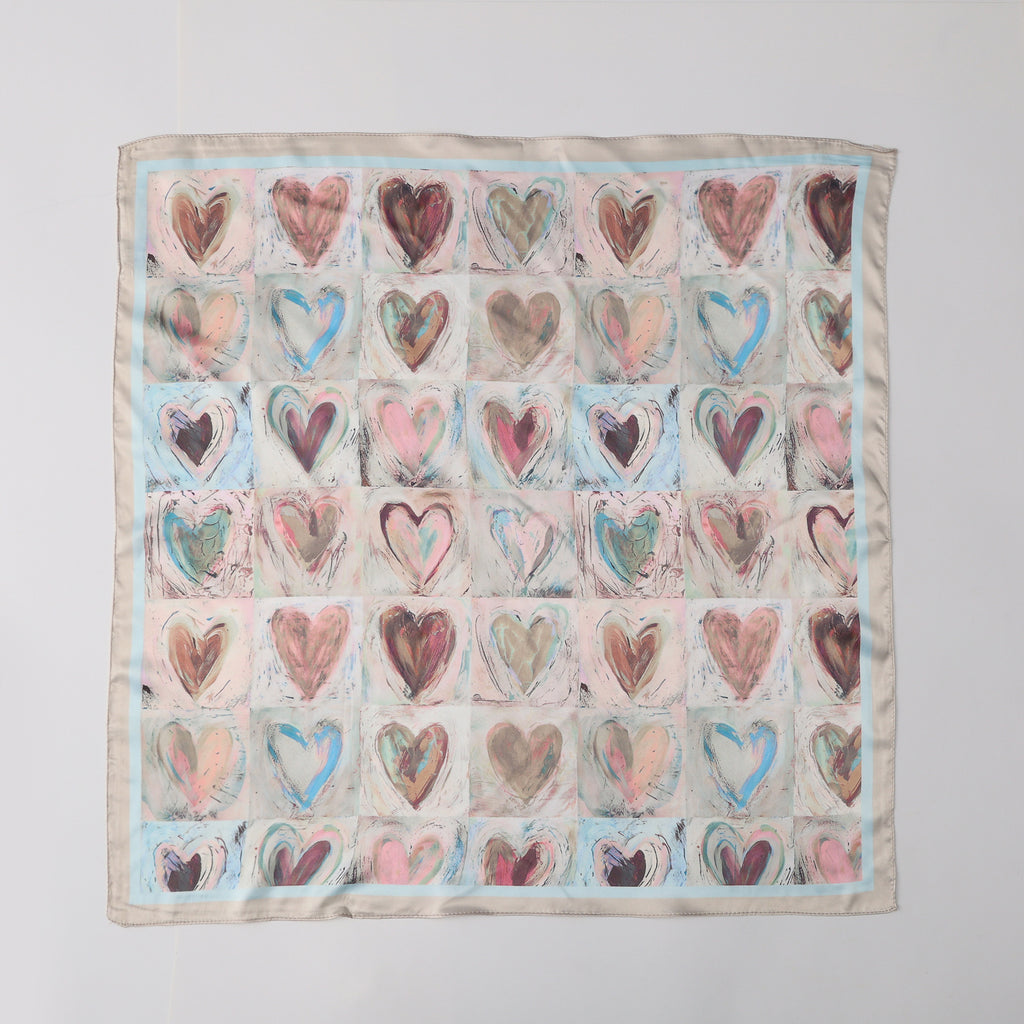 MASCADA 70X70 / CUADROS / CORAZONES / DIFUMINADOS / CAFÉ Y BEIGE