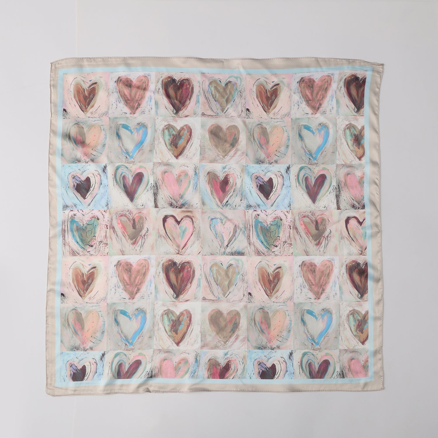 MASCADA 70X70 / CUADROS / CORAZONES / DIFUMINADOS / CAFÉ Y BEIGE
