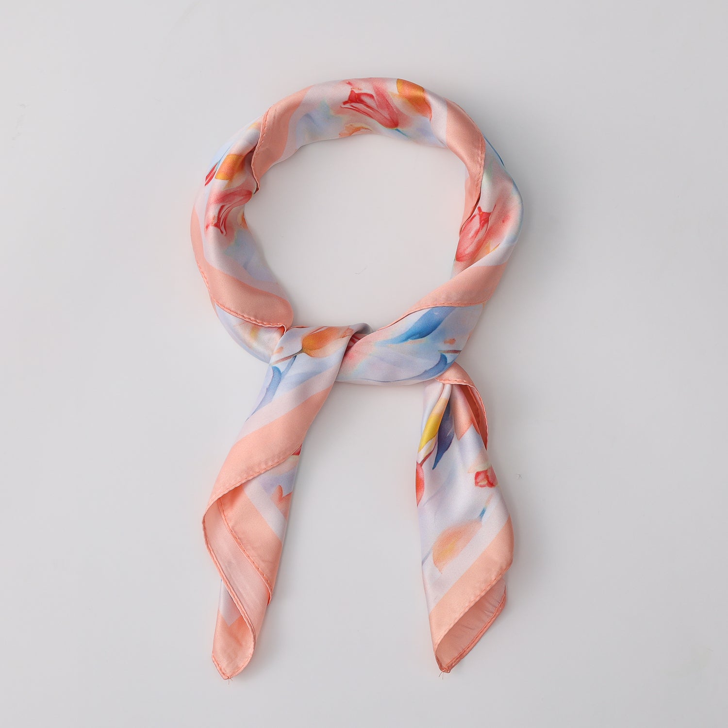 MASCADA 70X70 / RAMOS TULIPANES PEACH / FONDO BLANCO