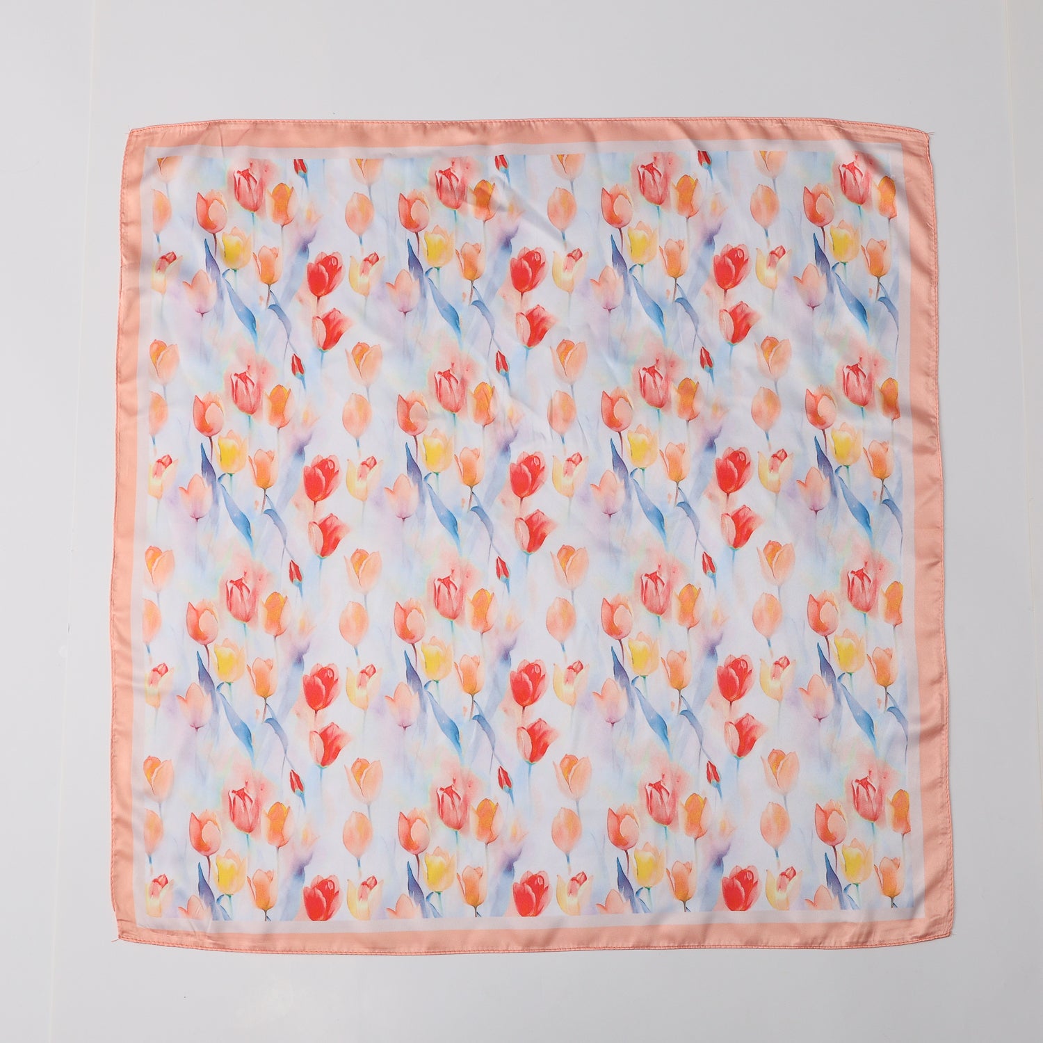 MASCADA 70X70 / RAMOS TULIPANES PEACH / FONDO BLANCO