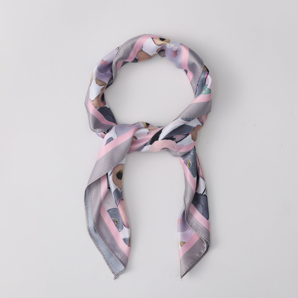 MASCADA 70X70 / FLORES DIFUMINADAS / ROSA Y GRIS