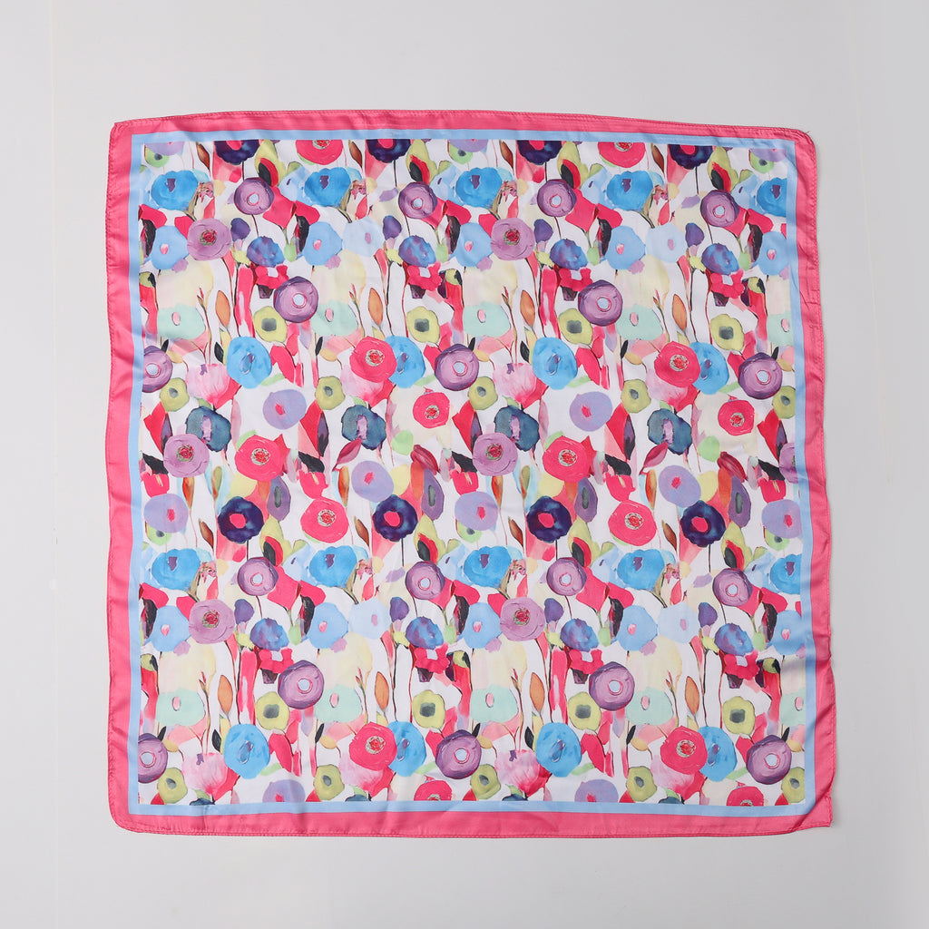 MASCADA 70X70 / FLORES DIFUMINADAS / AZUL Y ROSA