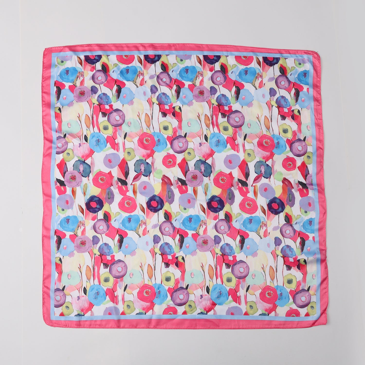 MASCADA 70X70 / FLORES DIFUMINADAS / AZUL Y ROSA