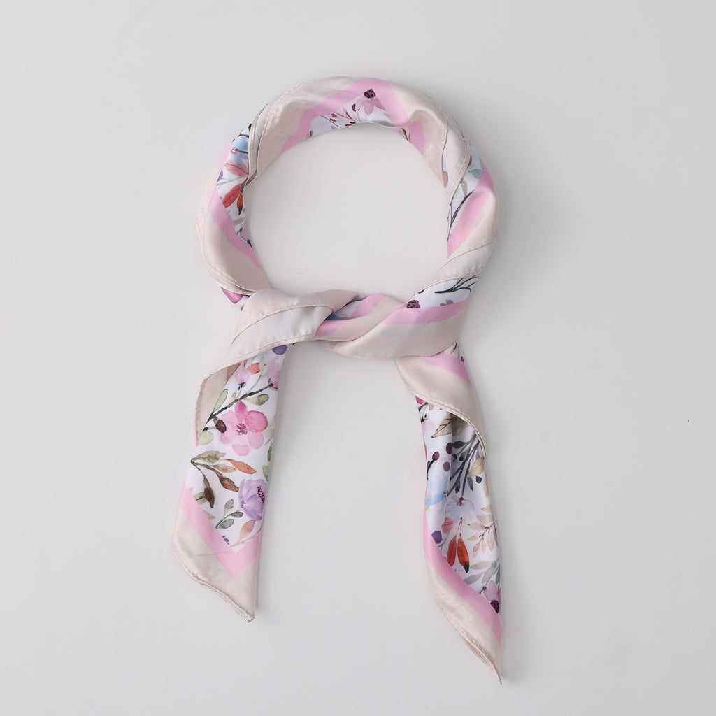 MASCADA 70X70 / RAMOS FLORES DELGADOS / PERFIL ROSA CLARO
