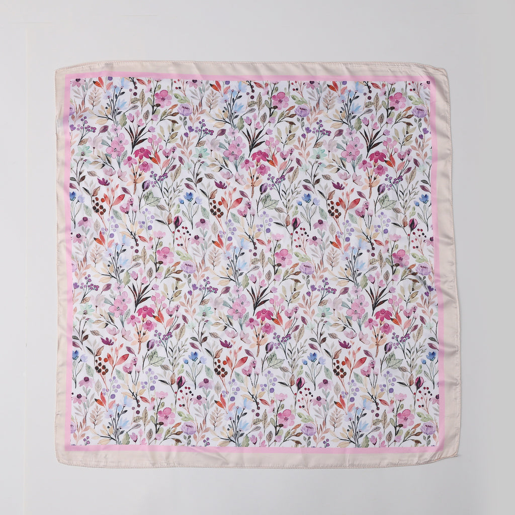 MASCADA 70X70 / RAMOS FLORES DELGADOS / PERFIL ROSA CLARO
