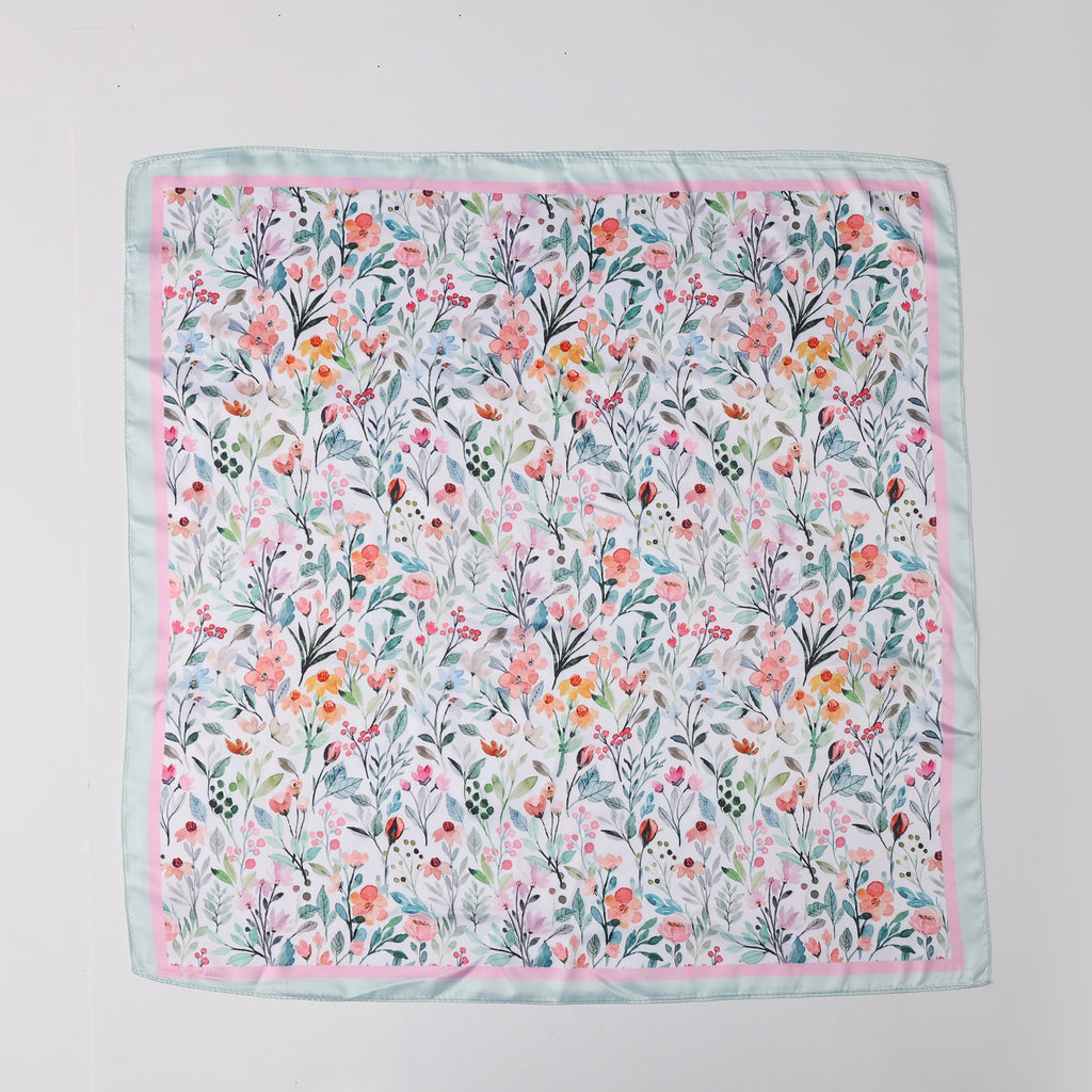 MASCADA 70X70 / RAMOS FLORES DELGADAS  RAMAS VERDES / FLOR ROSA Y PEACH