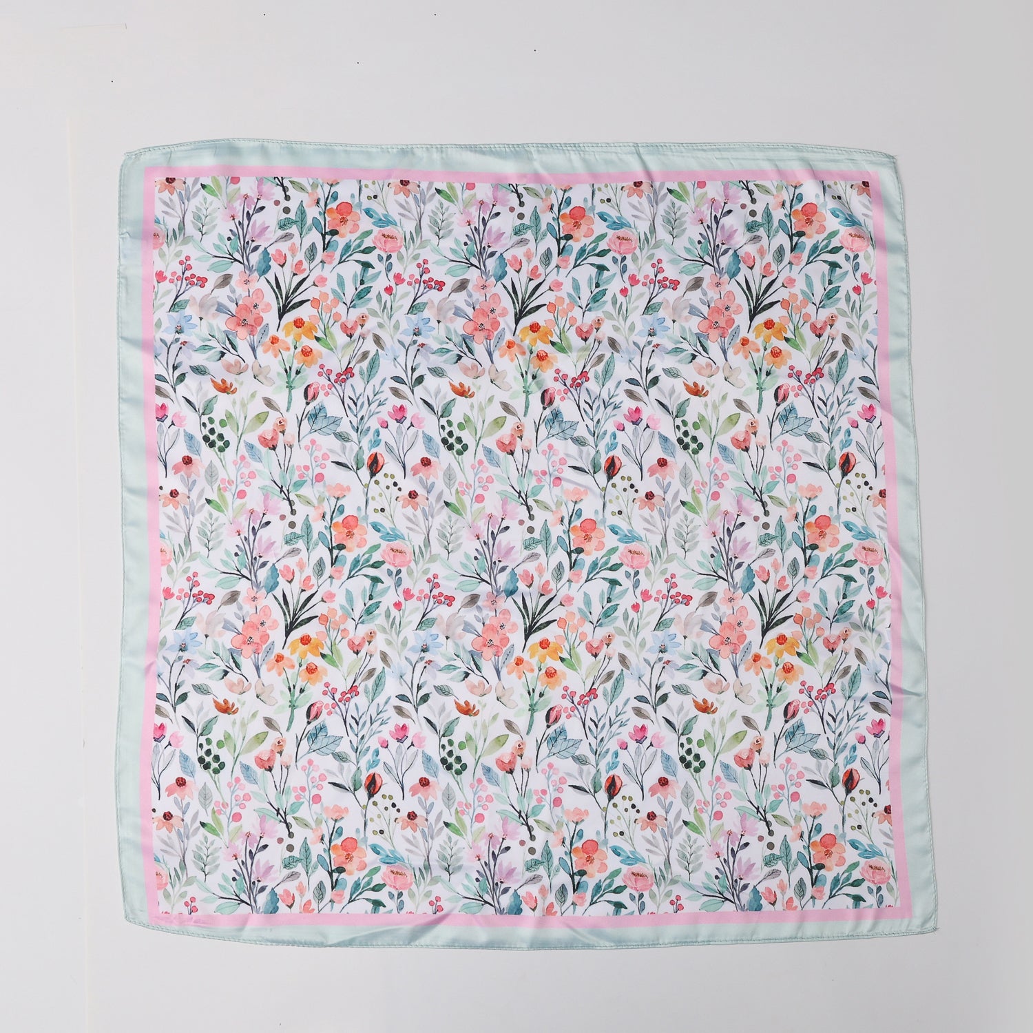 MASCADA 70X70 / RAMOS FLORES DELGADAS  RAMAS VERDES / FLOR ROSA Y PEACH