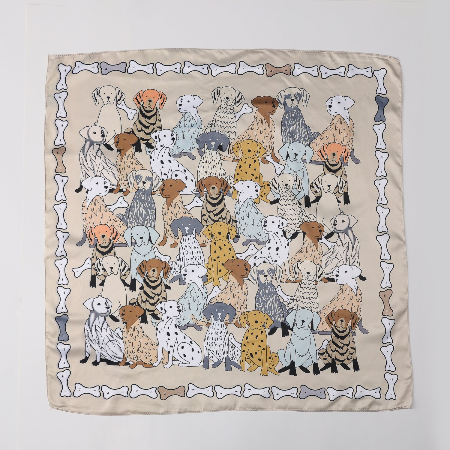 MASCADA 70X70 / PERROS CAFÉ / BLANCO BEIGE