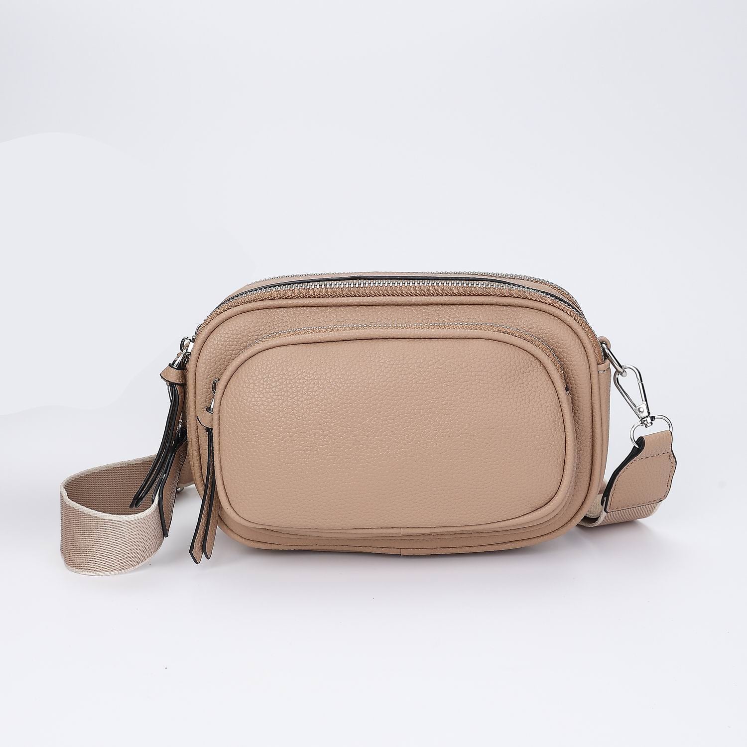 BANDOLERA RECTANGULAR MED SEMIRIGIDA 2 CIERRES / CORREA TEX GRUESA