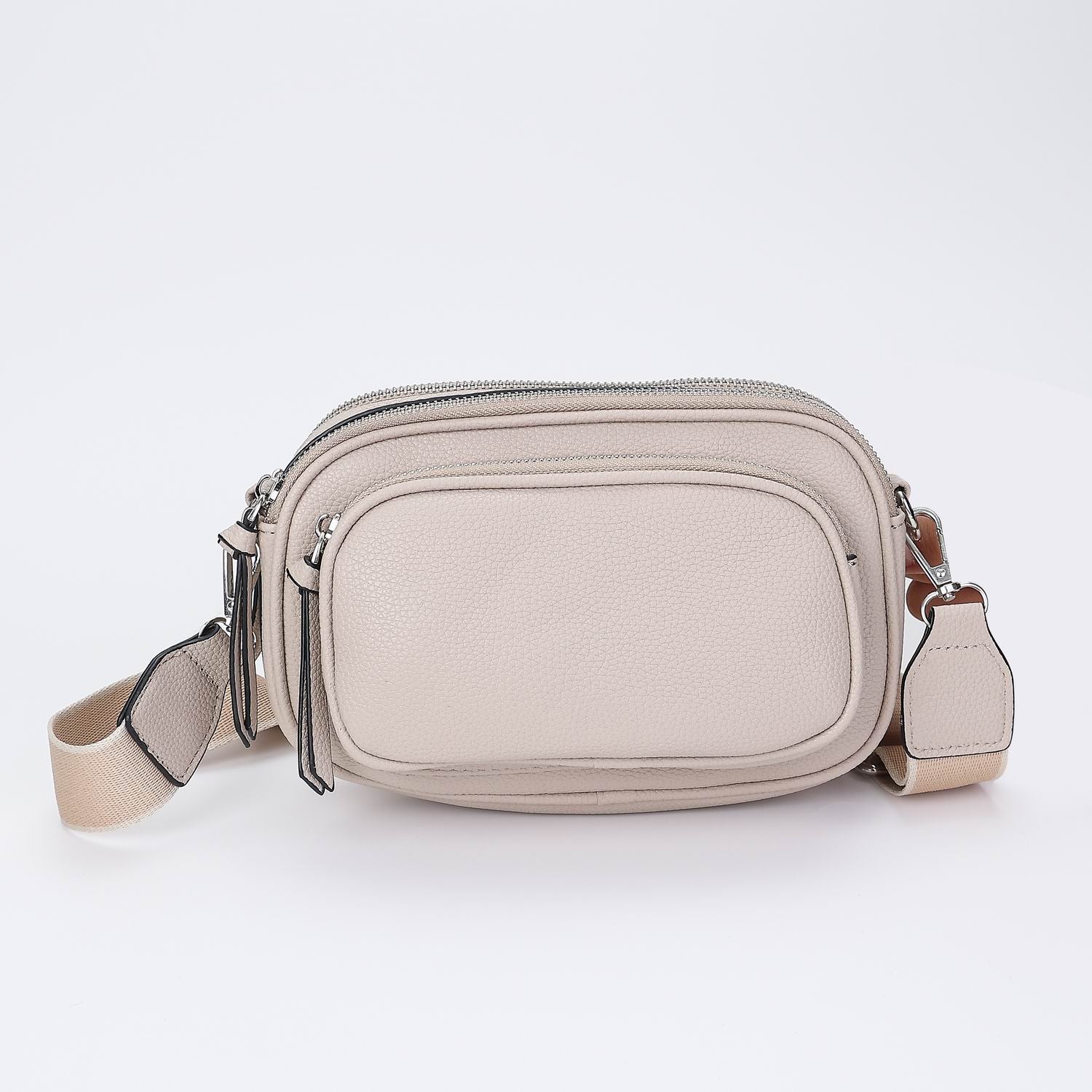 BANDOLERA RECTANGULAR MED SEMIRIGIDA 2 CIERRES / CORREA TEX GRUESA
