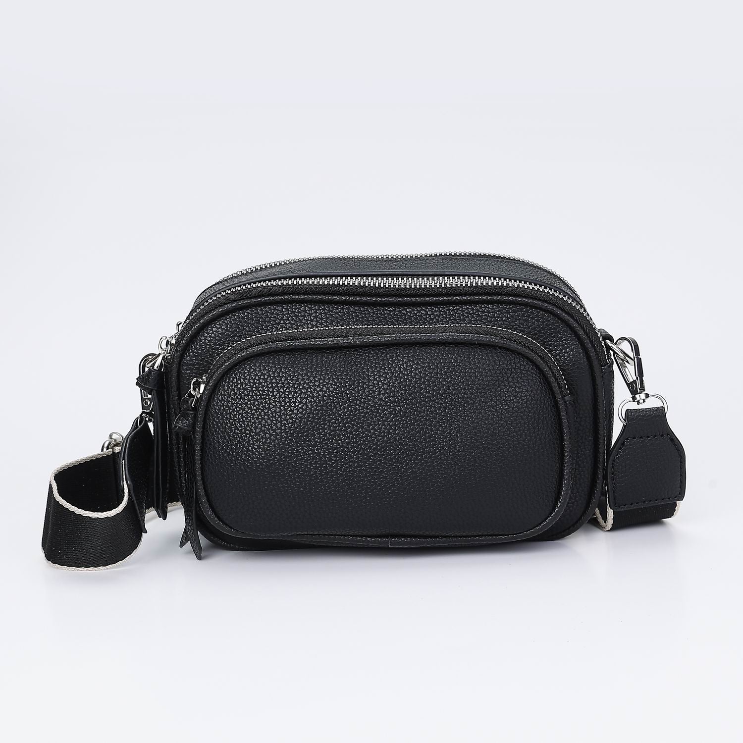 BANDOLERA RECTANGULAR MED SEMIRIGIDA 2 CIERRES / CORREA TEX GRUESA