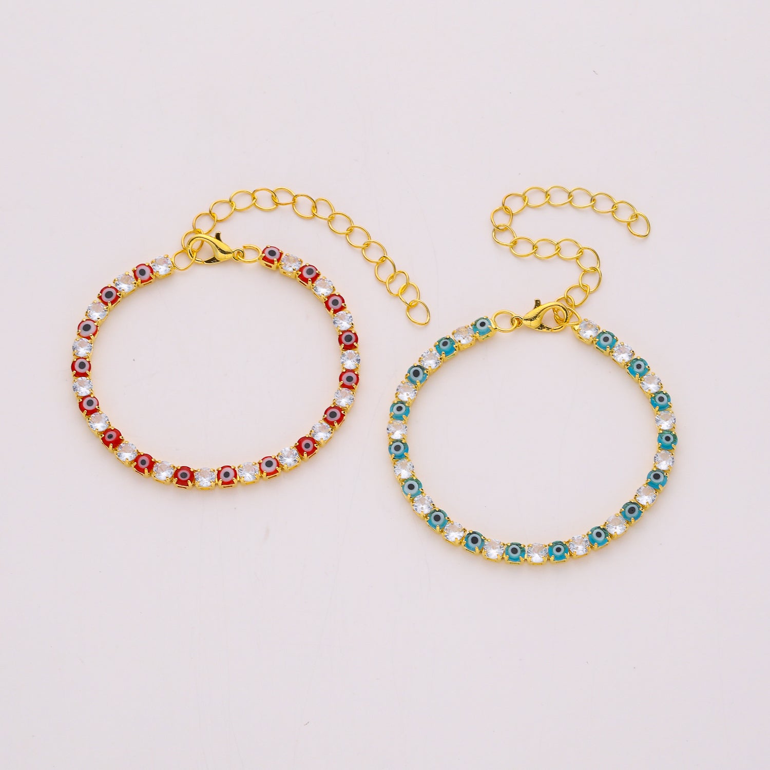 tennis bracelete  /cristal cuadrado med alternado azul cristal / dorado